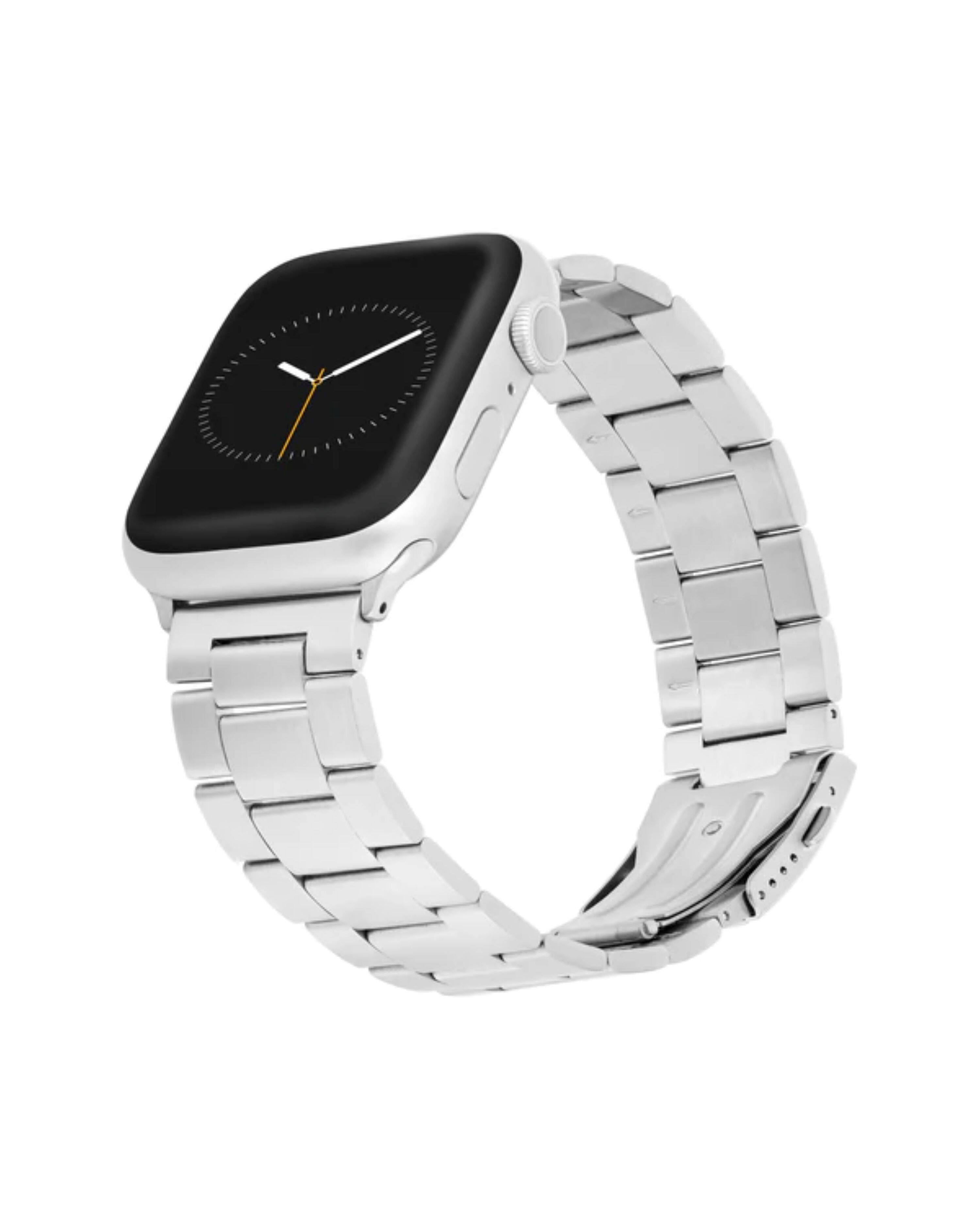 Front. WITHit - Universal Stainless-Steel Band – Compatible with 42mm Smartwatches - Silver.