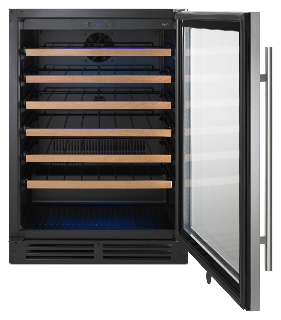 Alt View 1. Whirlpool - 54-Bottle Built-In Wine Cooler - Stainless steel.