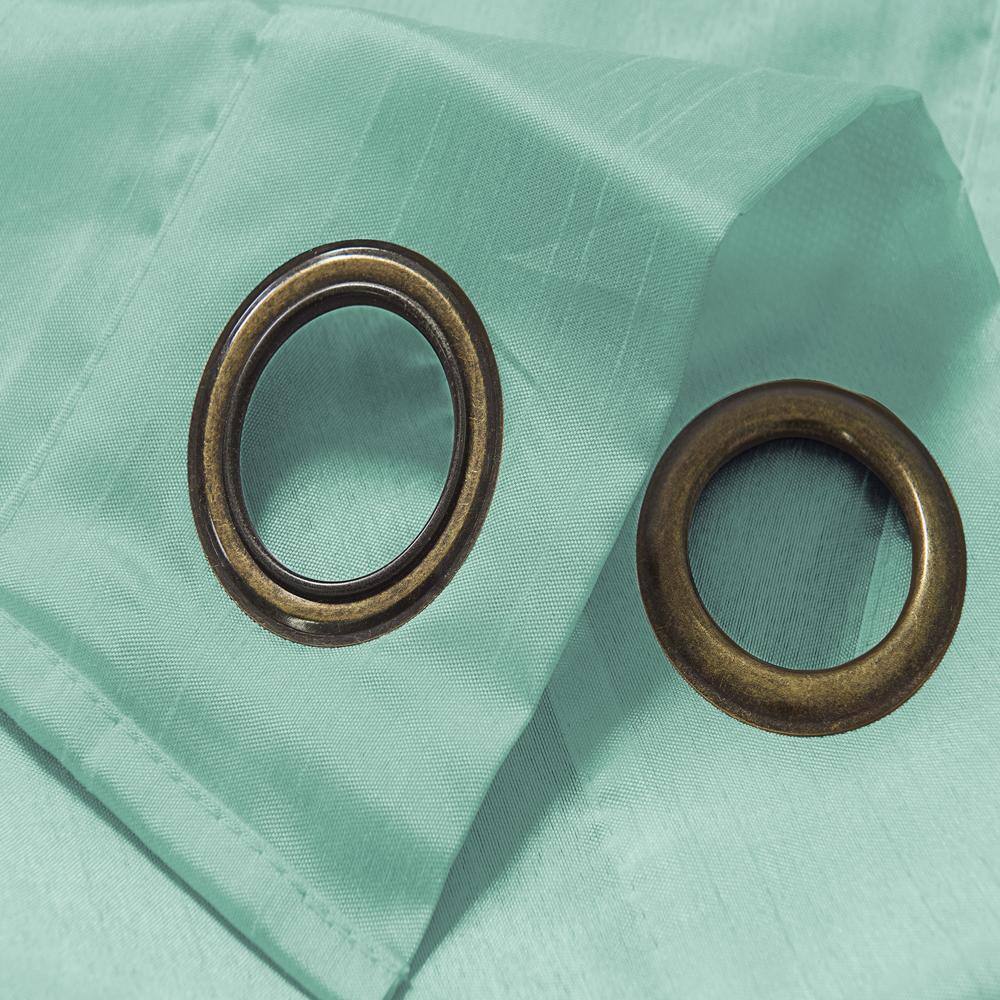 Left. RT Designers Collection - RT Designers Collection Nancy Faux Silk Grommet Curtain Panel - 54" x 84" - Aqua - Aqua.