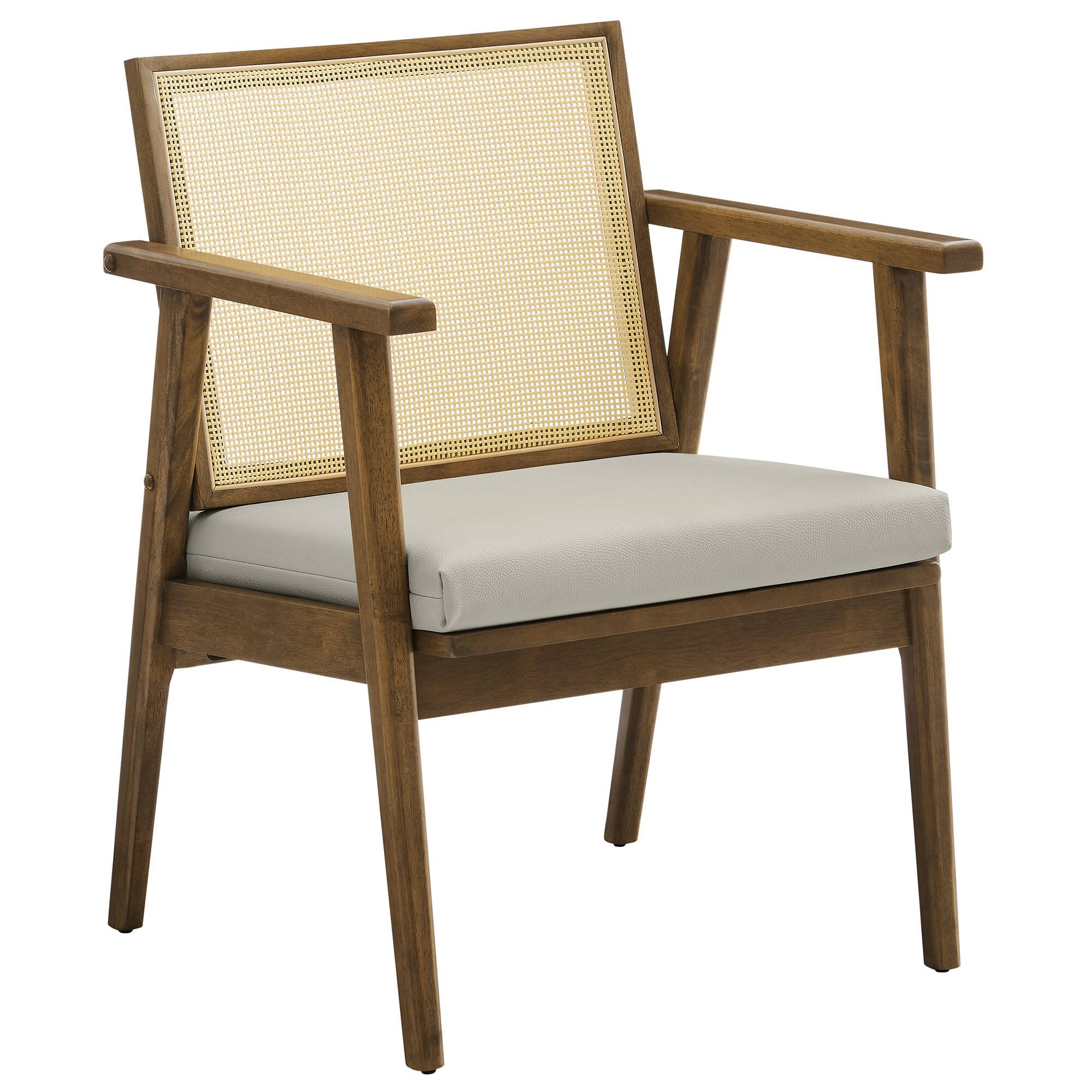 Back. Modway - Thera Vegan Leather and Cane Accent Armchairs Set of 2 by Modway - Gray.