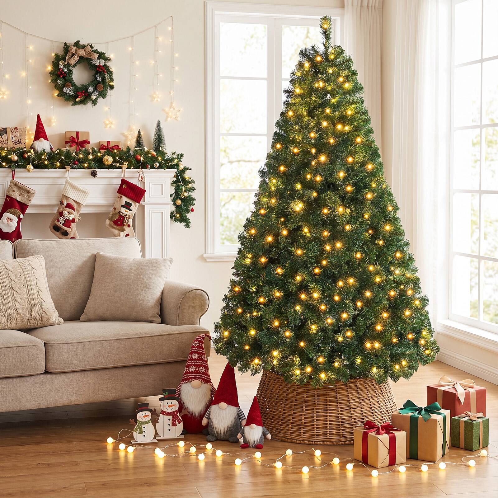 Alt View 4. Costway - Costway 6 FT Pre-Lit PVC Artificial Christmas Tree with 230 LED Lights & Metal Stand - Green.