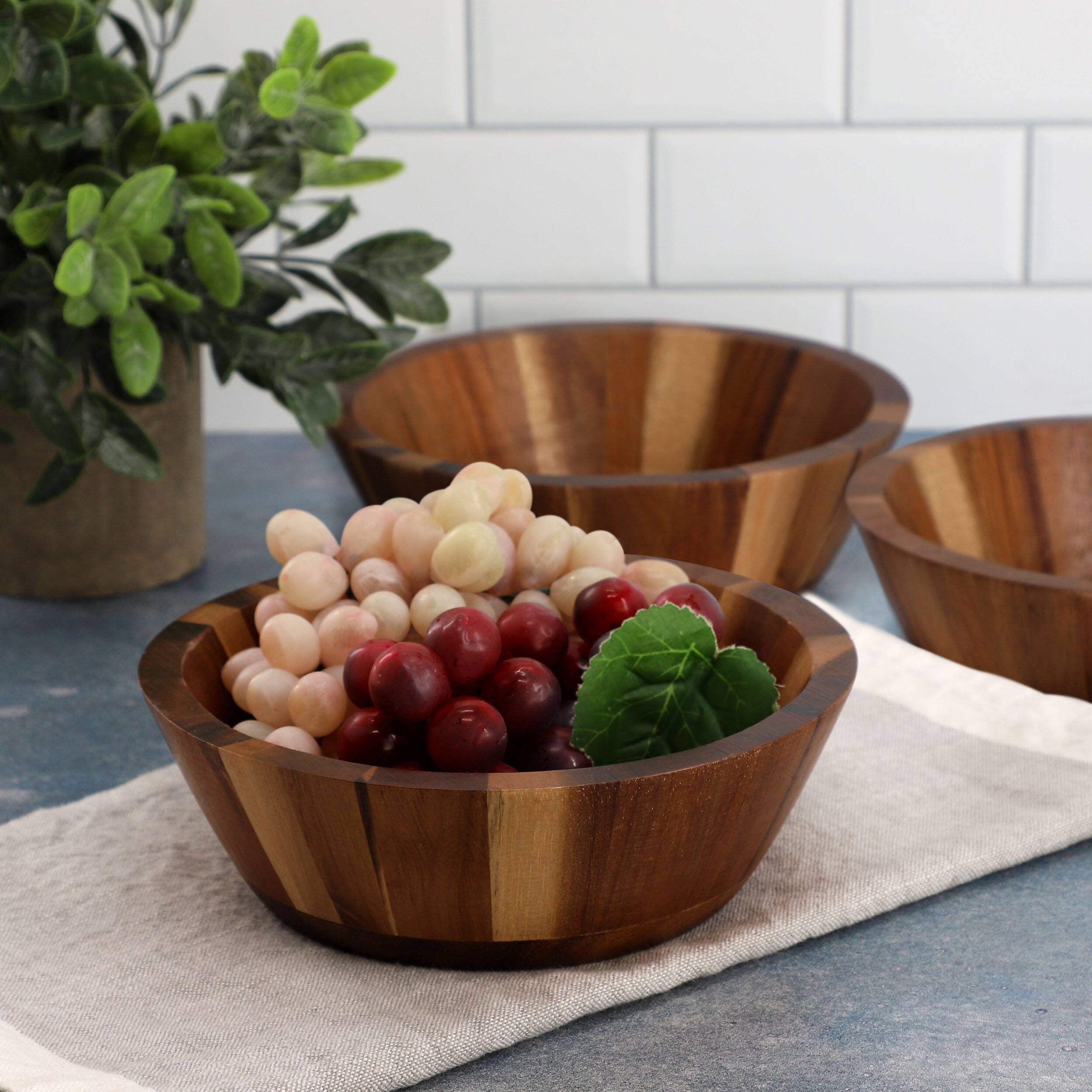 Alt View 2. MegaChef - MegaChef 4 Piece 6.75 Inch Acacia Wood Salad Bowl Set - Brown.