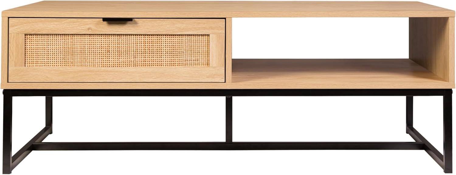 Alt View 2. Spaco - Spaco Modern 47" TV Stand, Natural Wood Console with Storage Cubby and Drawer, for Living Room and Bedroom - Black.