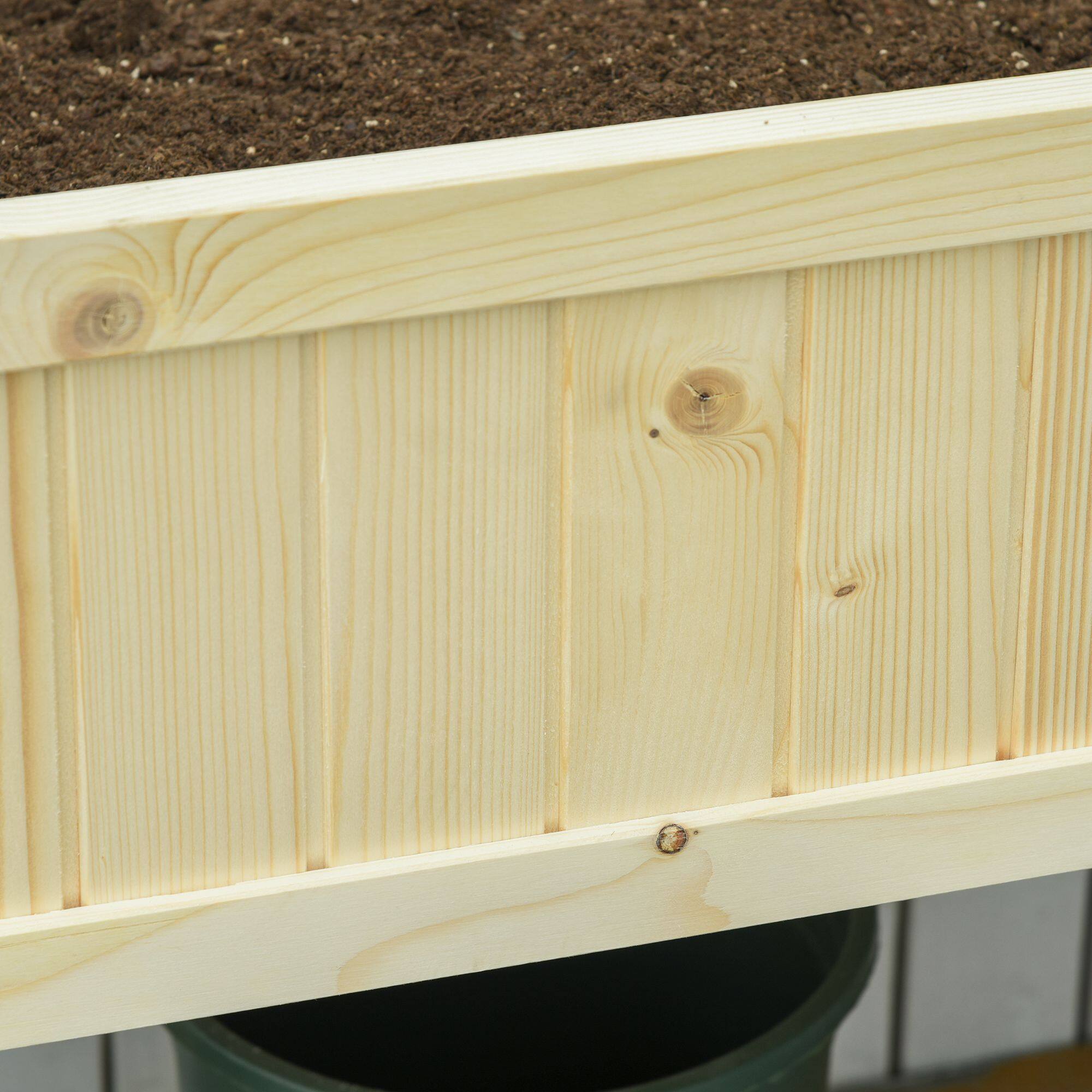 Alt View 7. Outsunny - Raised Garden Bed Elevated Wooden Planter Box with Space-Saving Folding Design, Drainage Holes, & Inner Liner - Wood color.