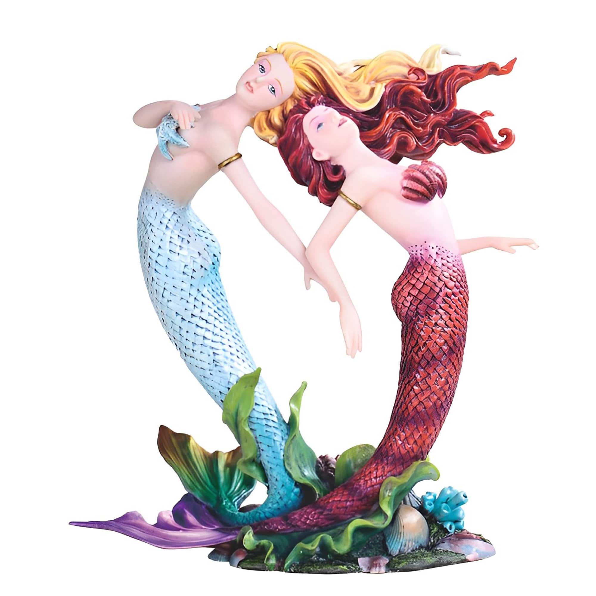 FC Design - 8.25"H Mermaid Twins Figurine Statue Office Desk Tabletop Home Decor Gift - Multi-Color