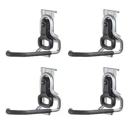 Front. RubberMaid - Rubbermaid FastTrack Garage Storage Vertical Hanger Wall Hook Bike Rack (4 Pack) - Black.