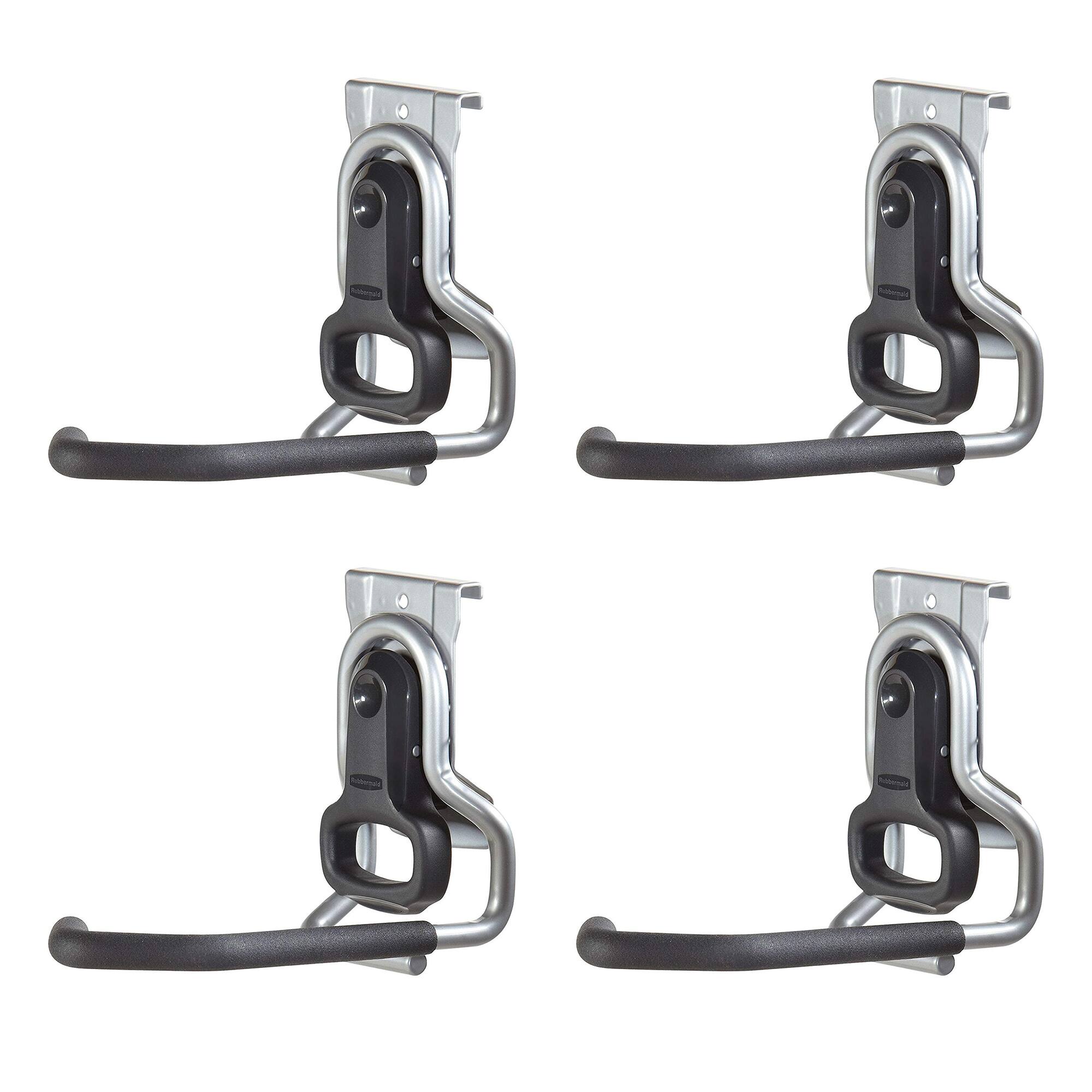 RubberMaid - FastTrack Garage Storage Vertical Hanger Wall Hook Bike Rack (4 Pack) - Black