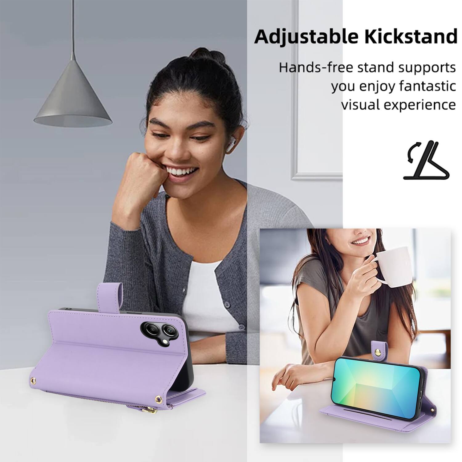 Adjustable Kickstand  
Hands-free stand supports you enjoy fantastic visual experience