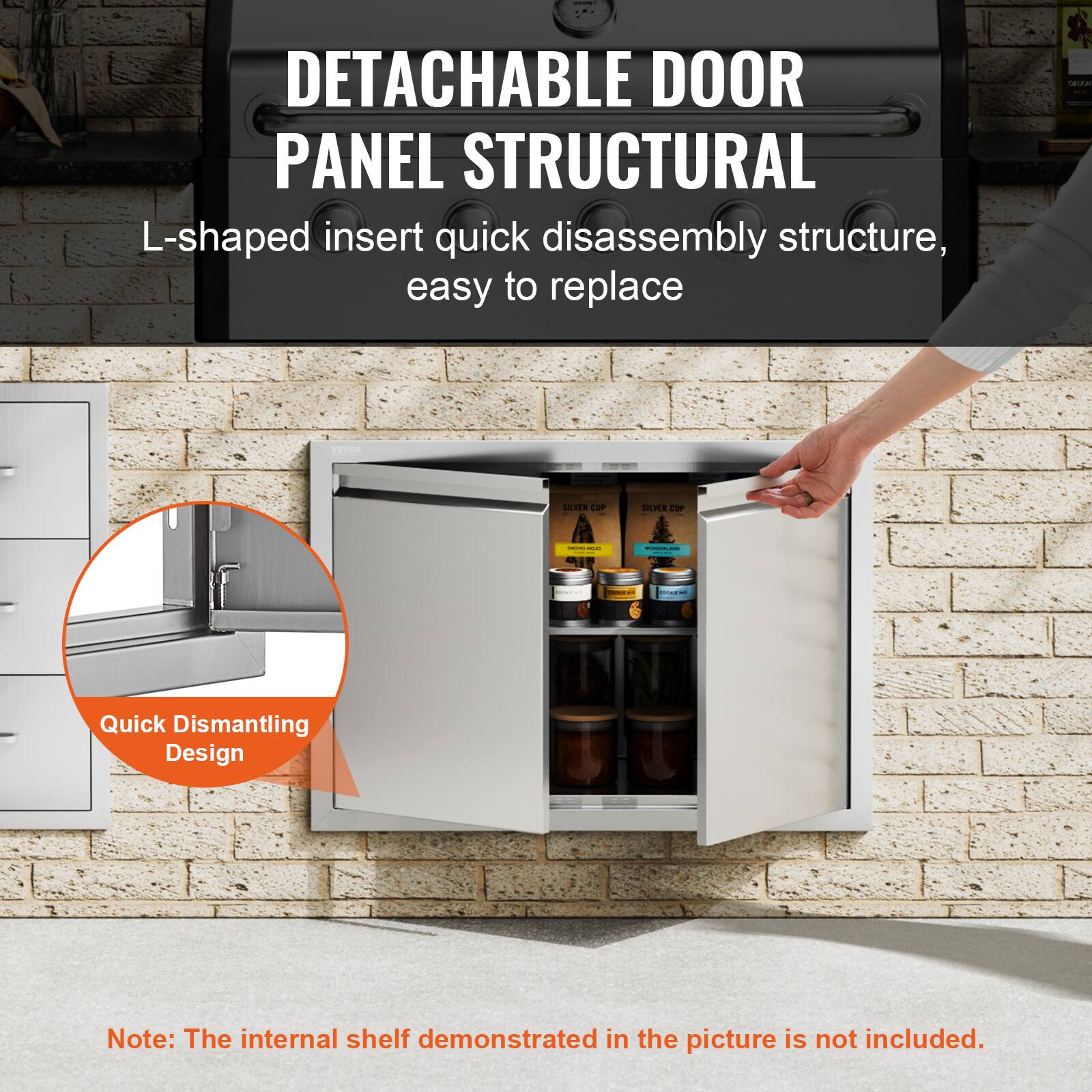 VEVOR BBQ Access Door, 30W x 21H Inch Double Outdoor Kitchen Door ...
