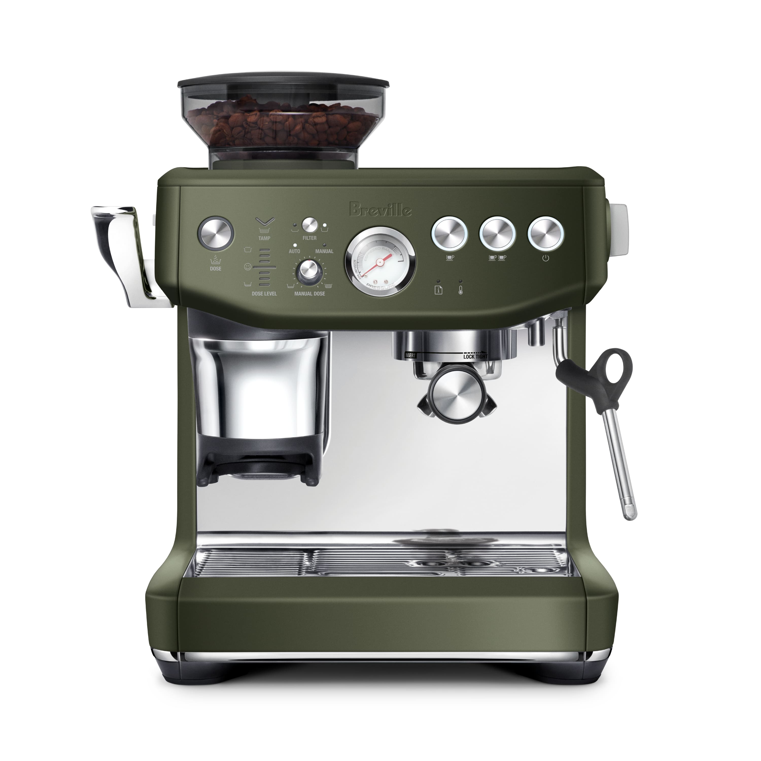 Breville - the Barista Express Impress Espresso Machine - Olive Tapenade - Front_Zoom