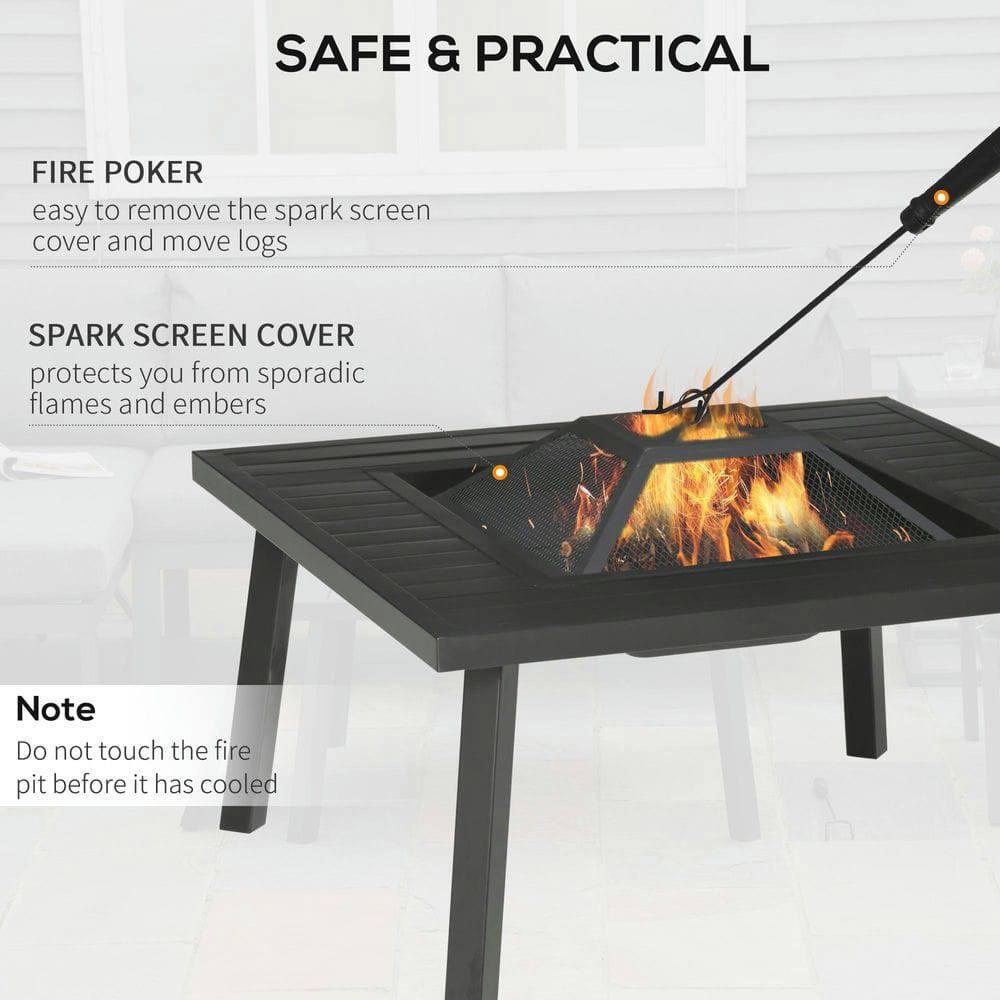 **SAFE & PRACTICAL**

**FIRE POKER**  
easy to remove the spark screen cover and move logs

**SPARK SCREEN COVER**  
protects you from sporadic flames and embers

**Note**  
Do not touch the fire pit before it has cooled