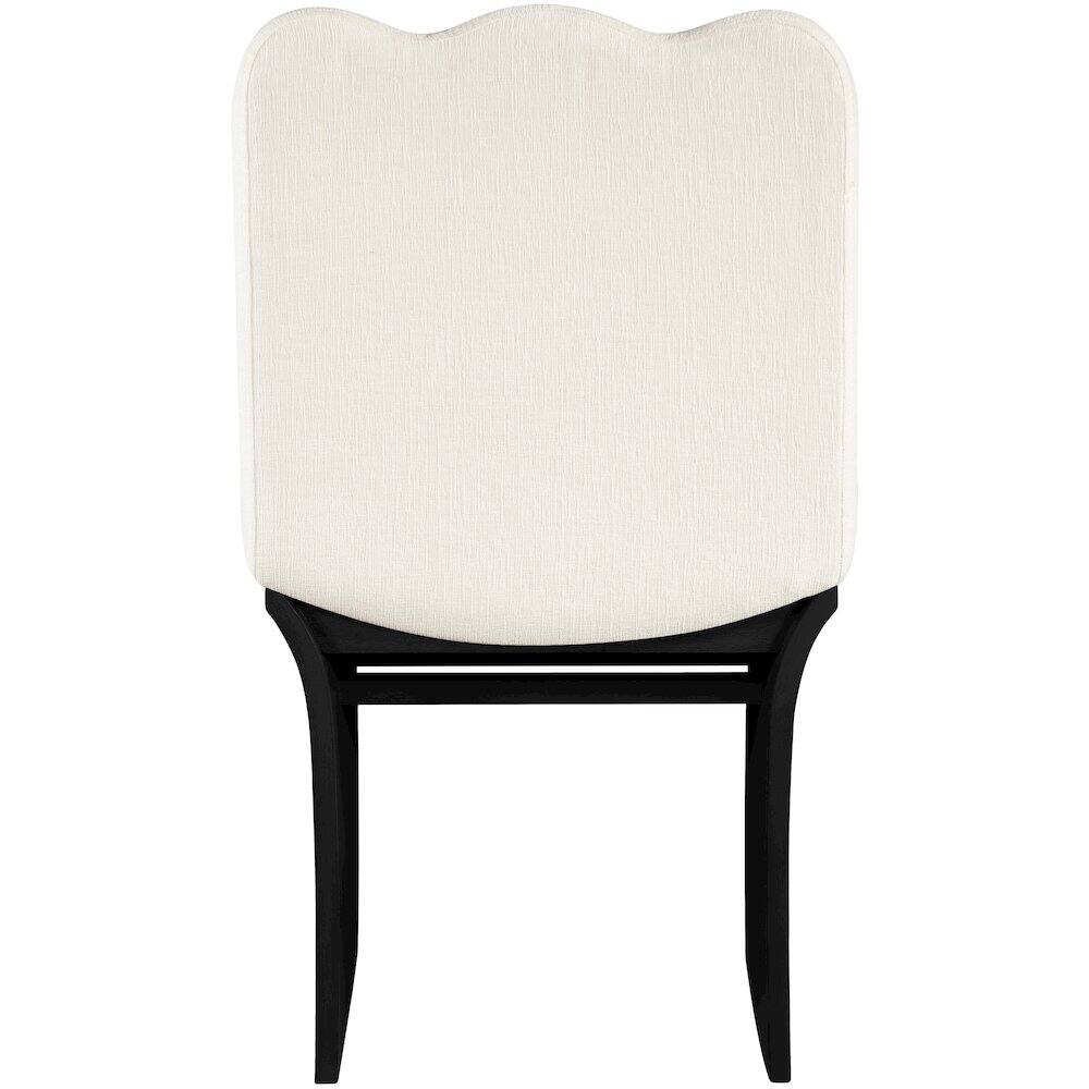 Alt View 2. Meridian Furniture - Shaw Cream Chenille Fabric Upholstered Dining Chair - Black.