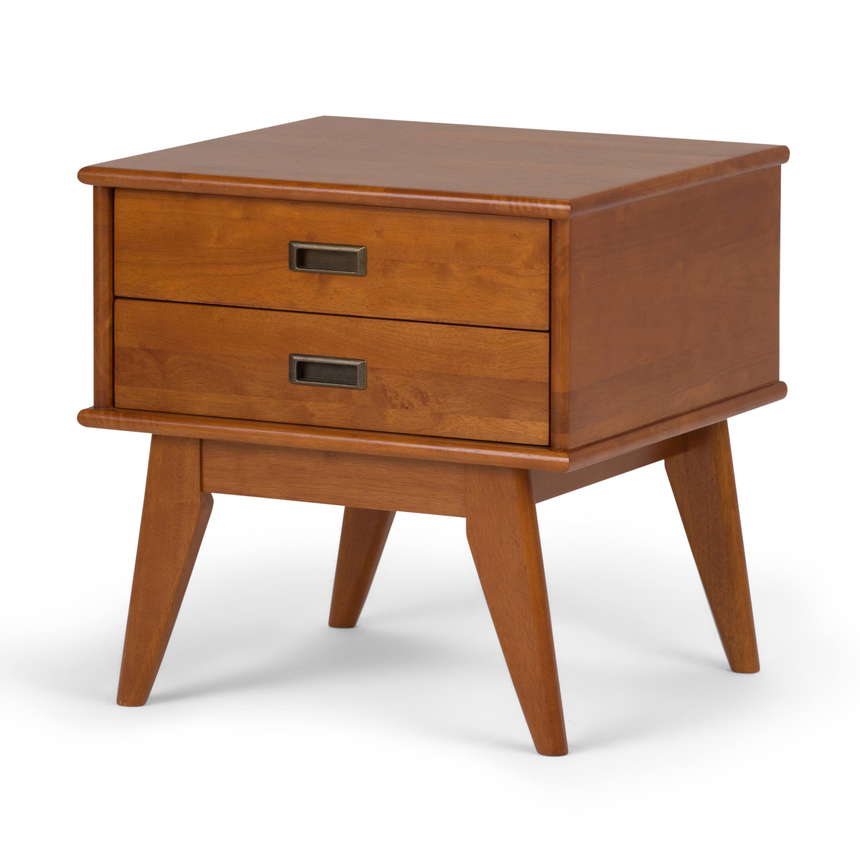 Angle. Simpli Home - Draper Mid Century Side Table - Teak Brown.