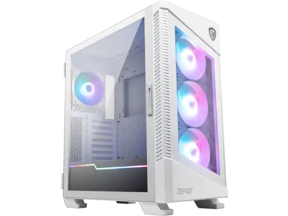 Front. MSI - MSI MPG VELOX 100R White SPCC Steel / Laminated Tempered Glass ATX Mid Tower Computer Case - White.