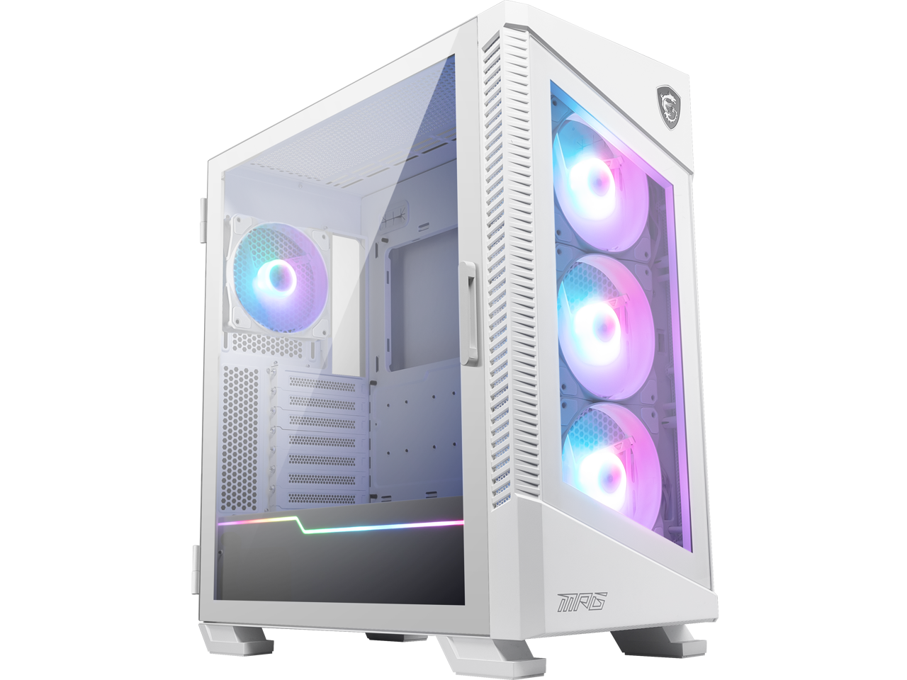 Front. MSI - MSI MPG VELOX 100R White SPCC Steel / Laminated Tempered Glass ATX Mid Tower Computer Case - White.