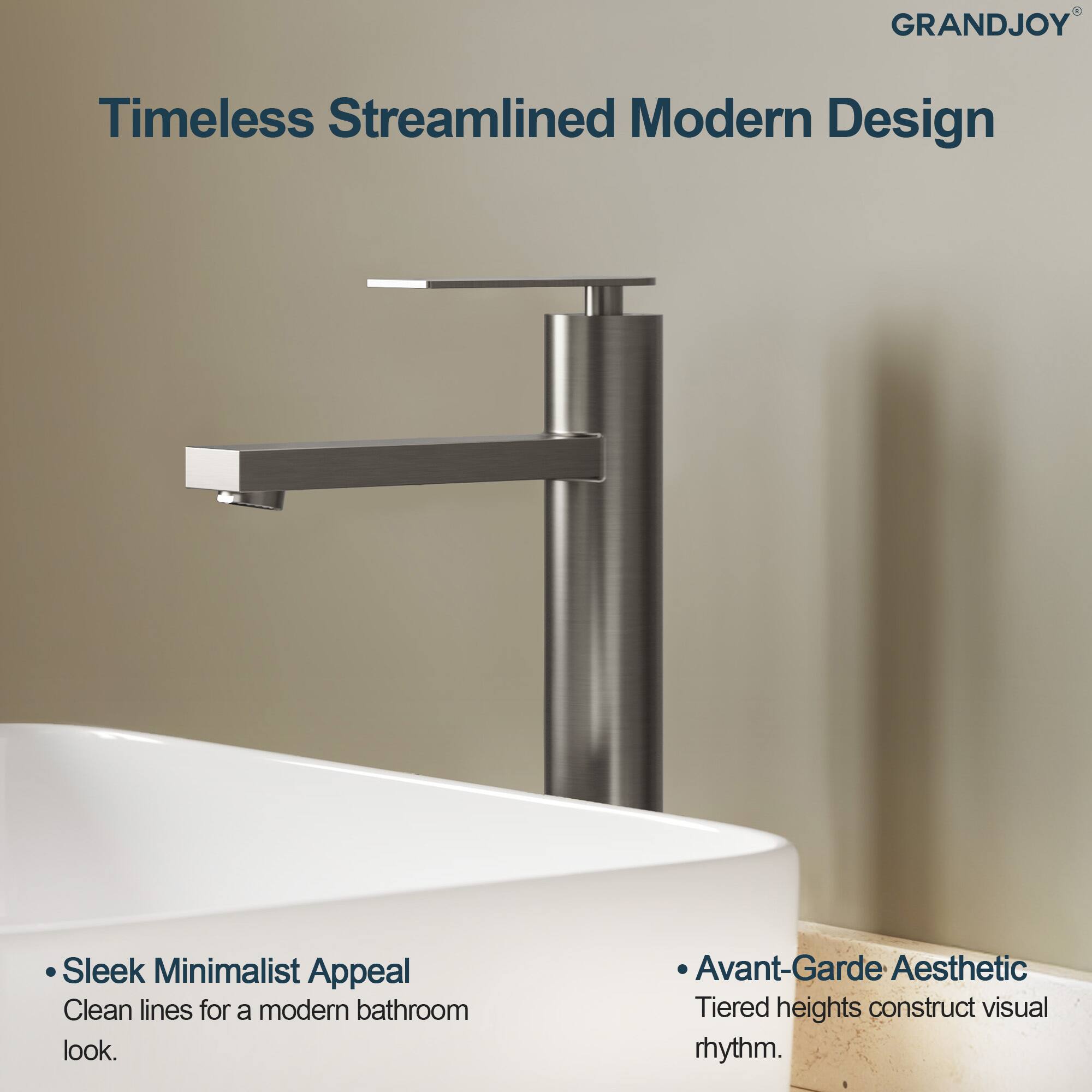 GRANDJOY

Timeless Streamlined Modern Design

- Sleek Minimalist Appeal
  Clean lines for a modern bathroom look.

- Avant-Garde Aesthetic
  Tiered heights construct visual rhythm.