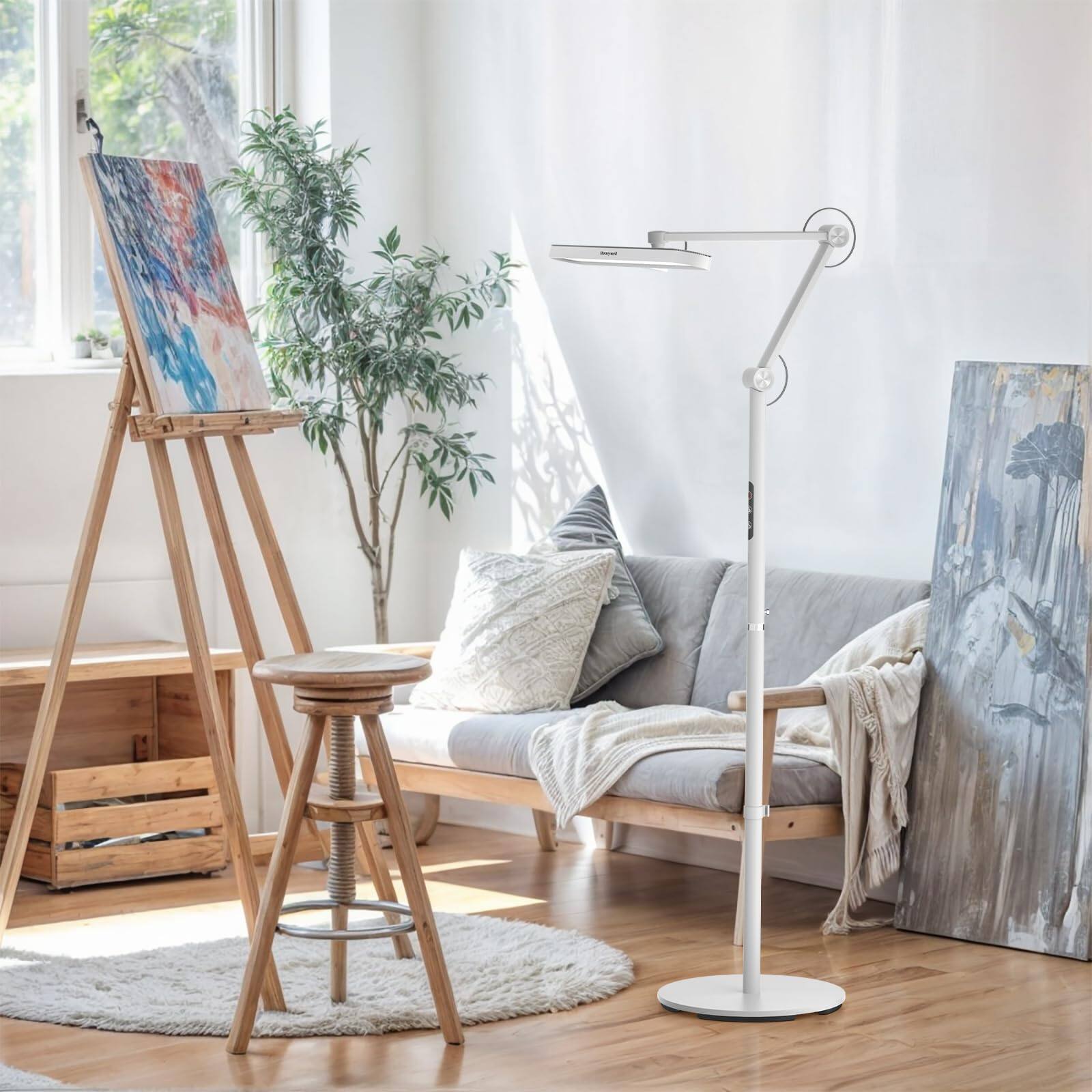 Back. Honeywell - 05D01 Sunturalux™ Modern LED Floor Lamp, Natural Daylight for Living Room, Home Office & Bedroom, White. - White.