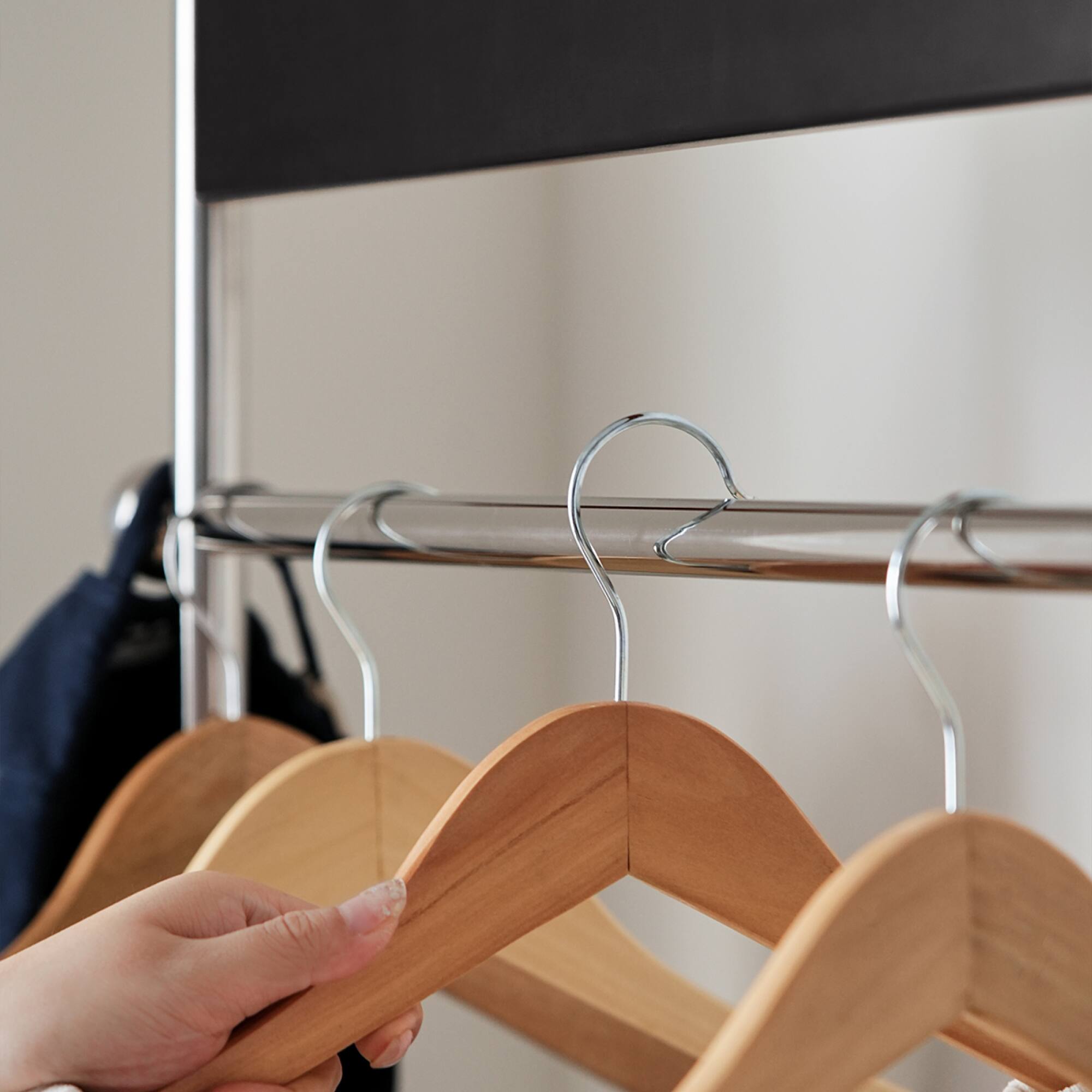 Alt View 2. GOODSILO - Antique Style Portable Clothes and Hat Rack with Storage Shelf for Bedroom Floor Organization - Black.