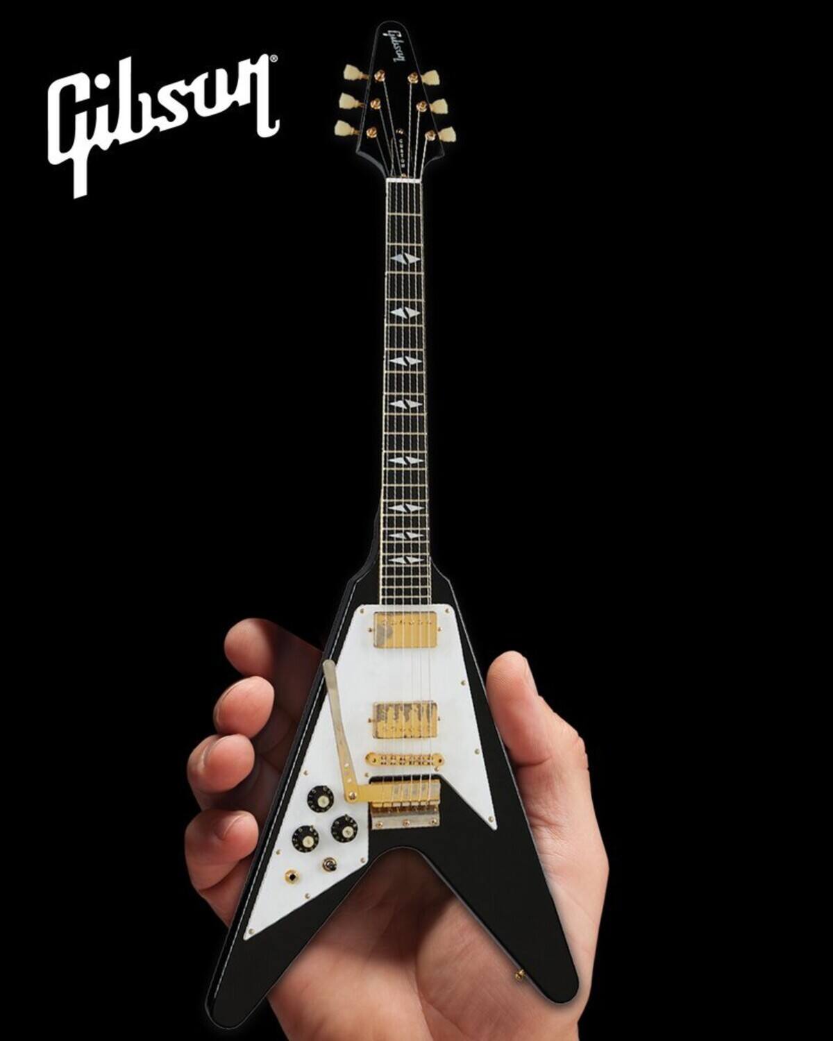 Jimi Hendrix - Axe Heaven Jimi Hendrix Gibson 1969 Ebony Left-Handed Flying V Mini Guitar Replica - Collectibles