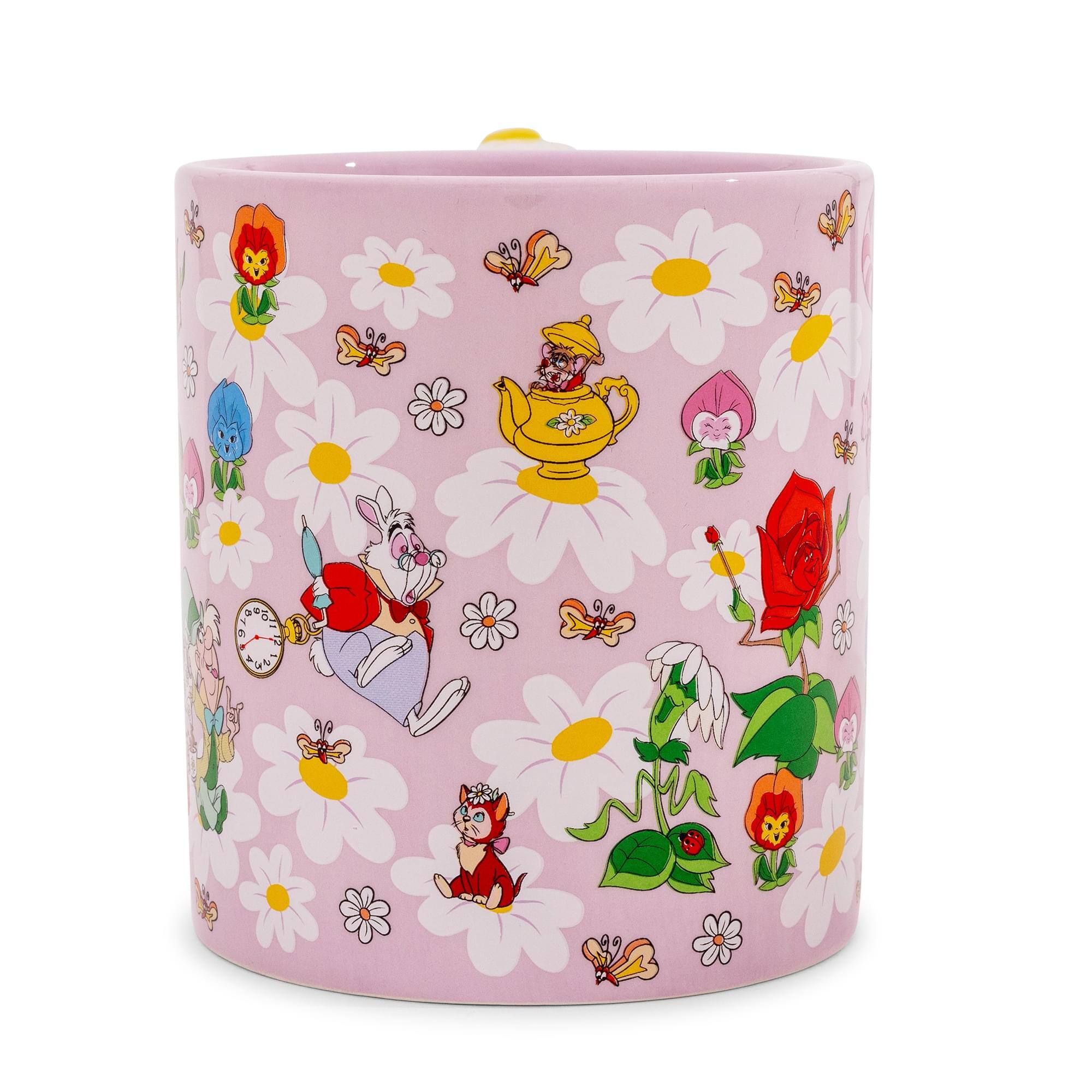 Alt View 1. Silver Buffalo - Disney Alice In Wonderland Flowers Ceramic Mug With Sculpted Handle | 22 Ounces - Pink.
