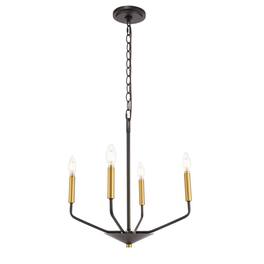 Living District - Enzo 4 Light Pendant - Black And Brass