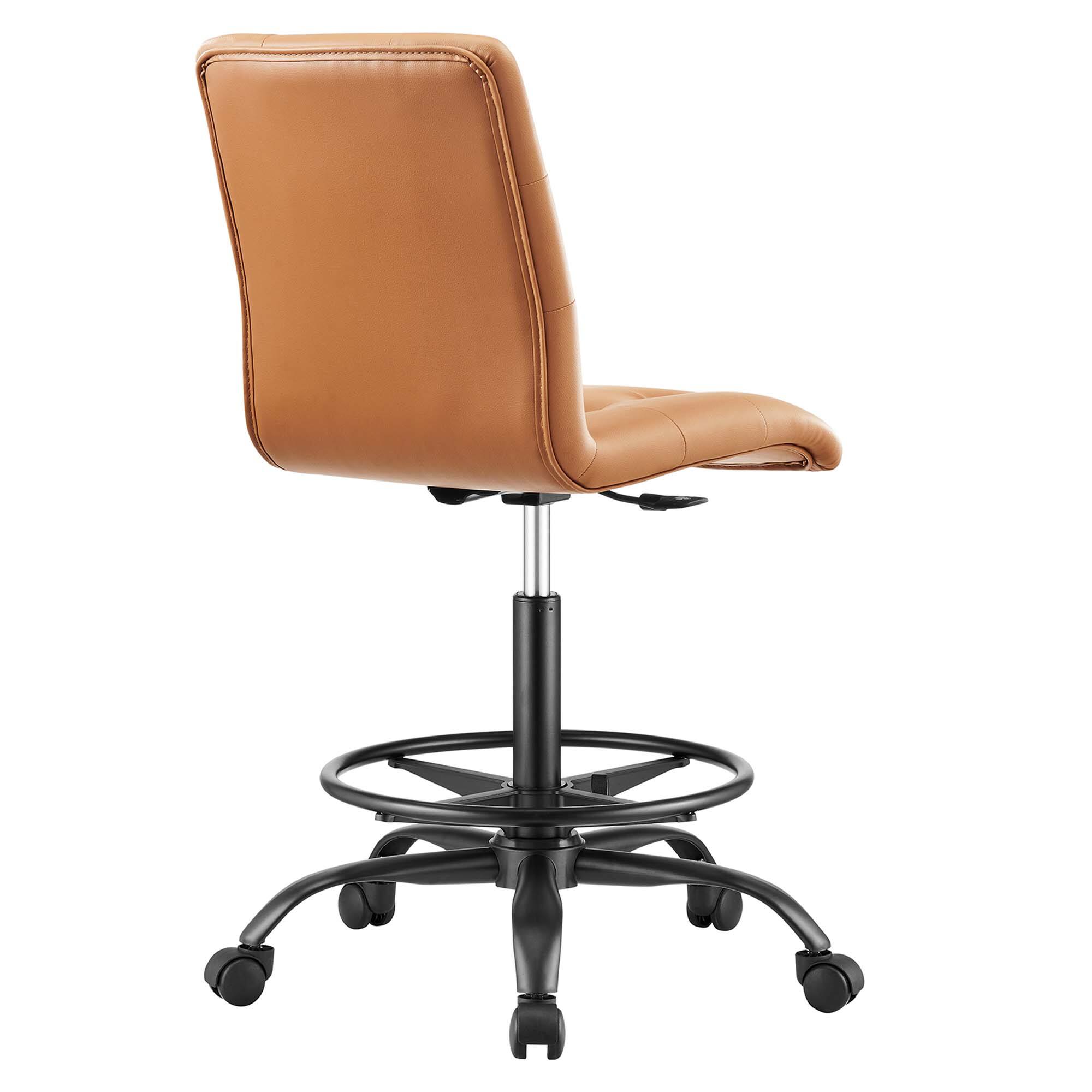 Alt View 2. Modway - Prim Armless Vegan Leather Drafting Chair by Modway - Black Tan.