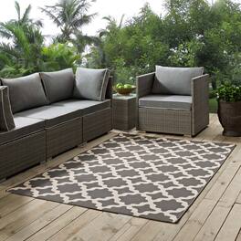 Modway - Cerelia Moroccan Trellis Indoor and Outdoor Area Rug - Gray and Beige