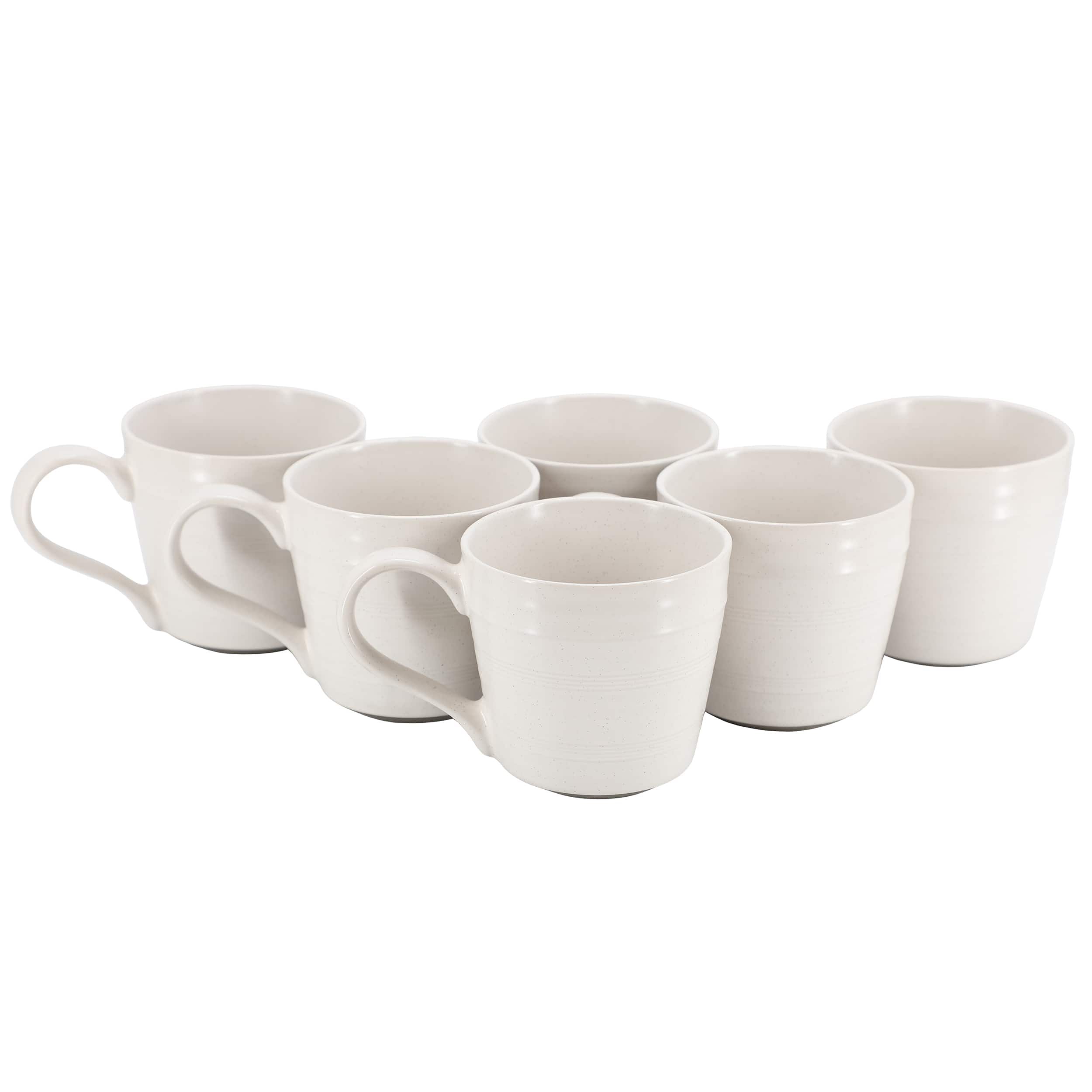 Gibson - Bee and Willow Milbrook 6 Piece 15 Ounce Stoneware Mug Set in Speckle - White