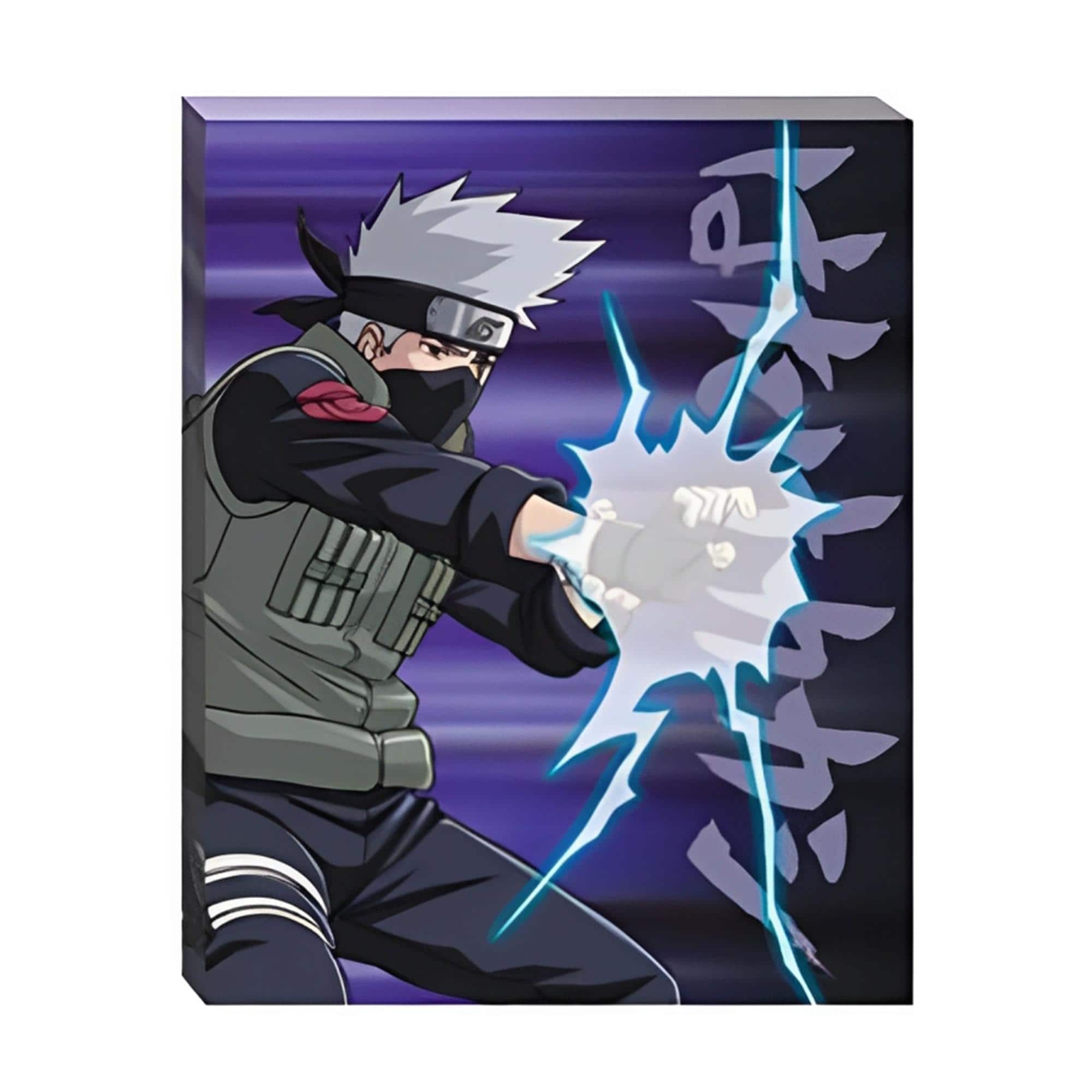 Just Funky - Naruto Shippuden Kakashi Chidori 20"x16" Light-Up Canvas Wall Art - Blue