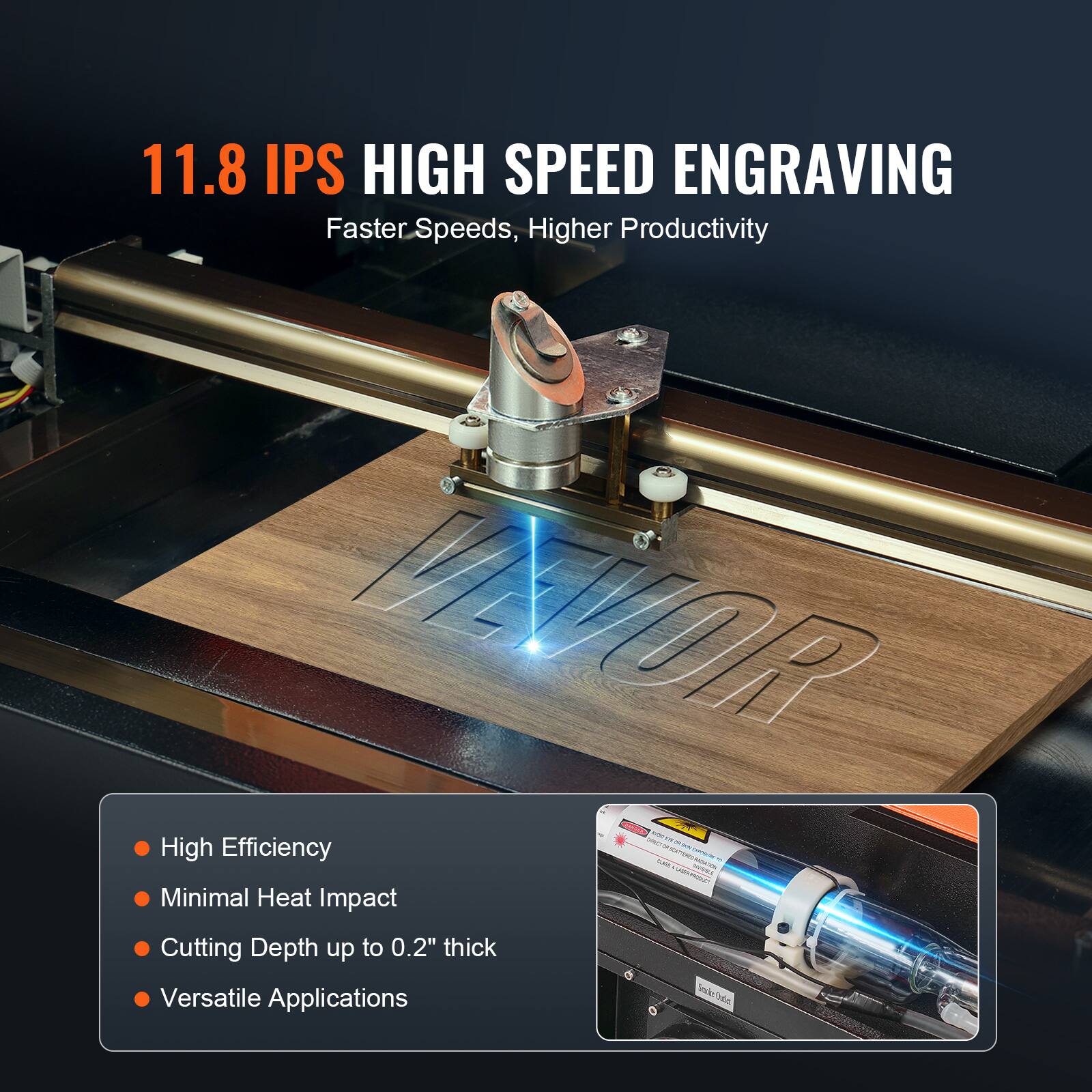 11.8 IPS HIGH SPEED ENGRAVING  
Faster Speeds, Higher Productivity  

- High Efficiency  
- Minimal Heat Impact  
- Cutting Depth up to 0.2" thick  
- Versatile Applications
