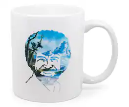 Surreal Entertainment - Bob Ross Portrait Ceramic Mug | Holds 11 Ounces - Blue