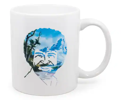 Front. Surreal Entertainment - Bob Ross Portrait Ceramic Mug | Holds 11 Ounces - Blue.