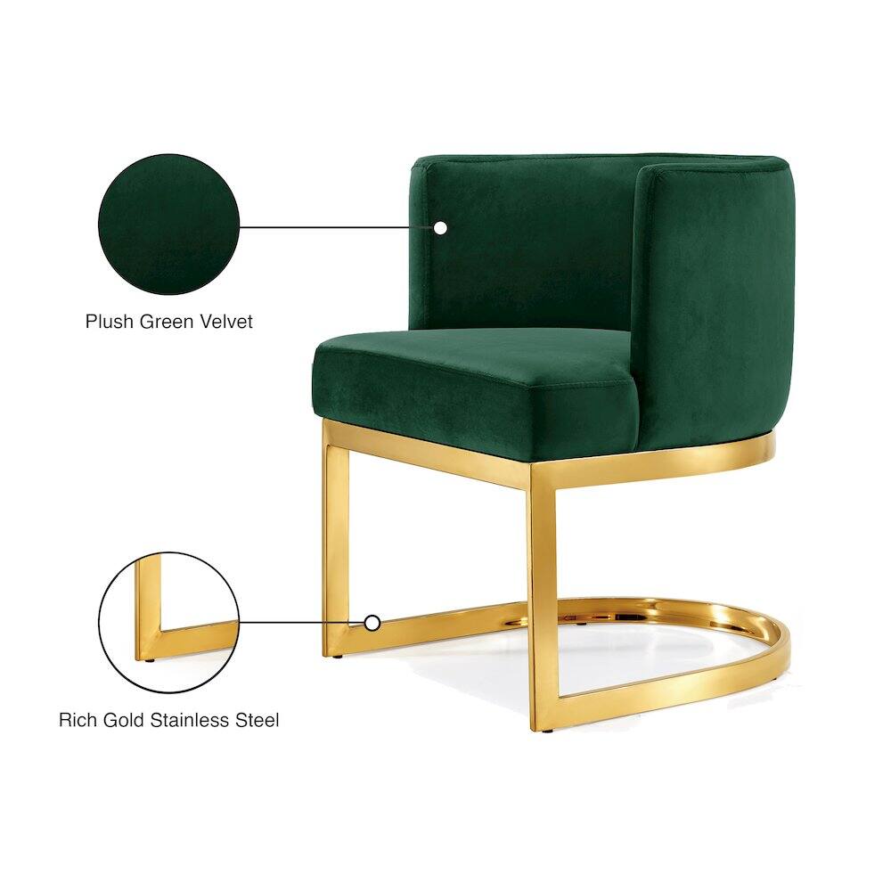 Plush Green Velvet  
Rich Gold Stainless Steel