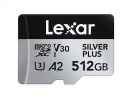 Lexar - Professional 512GB SILVER PLUS UHS-I V30 microSDXC card with SD Adapter