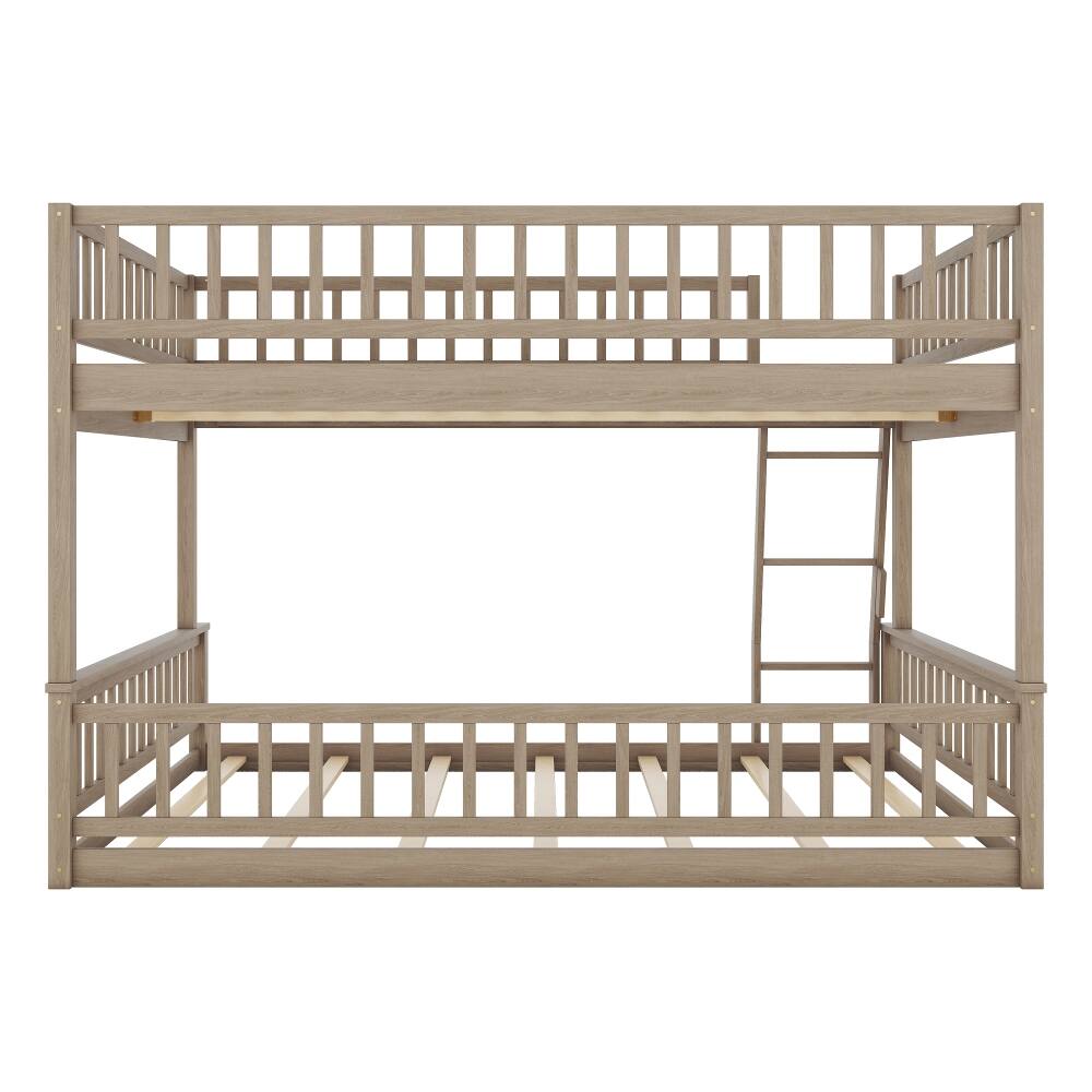 Alt View 9. Loheer - Loheer Full XL Over Queen Bunk Bed Walnut Solid Wood Frame - Walnut.