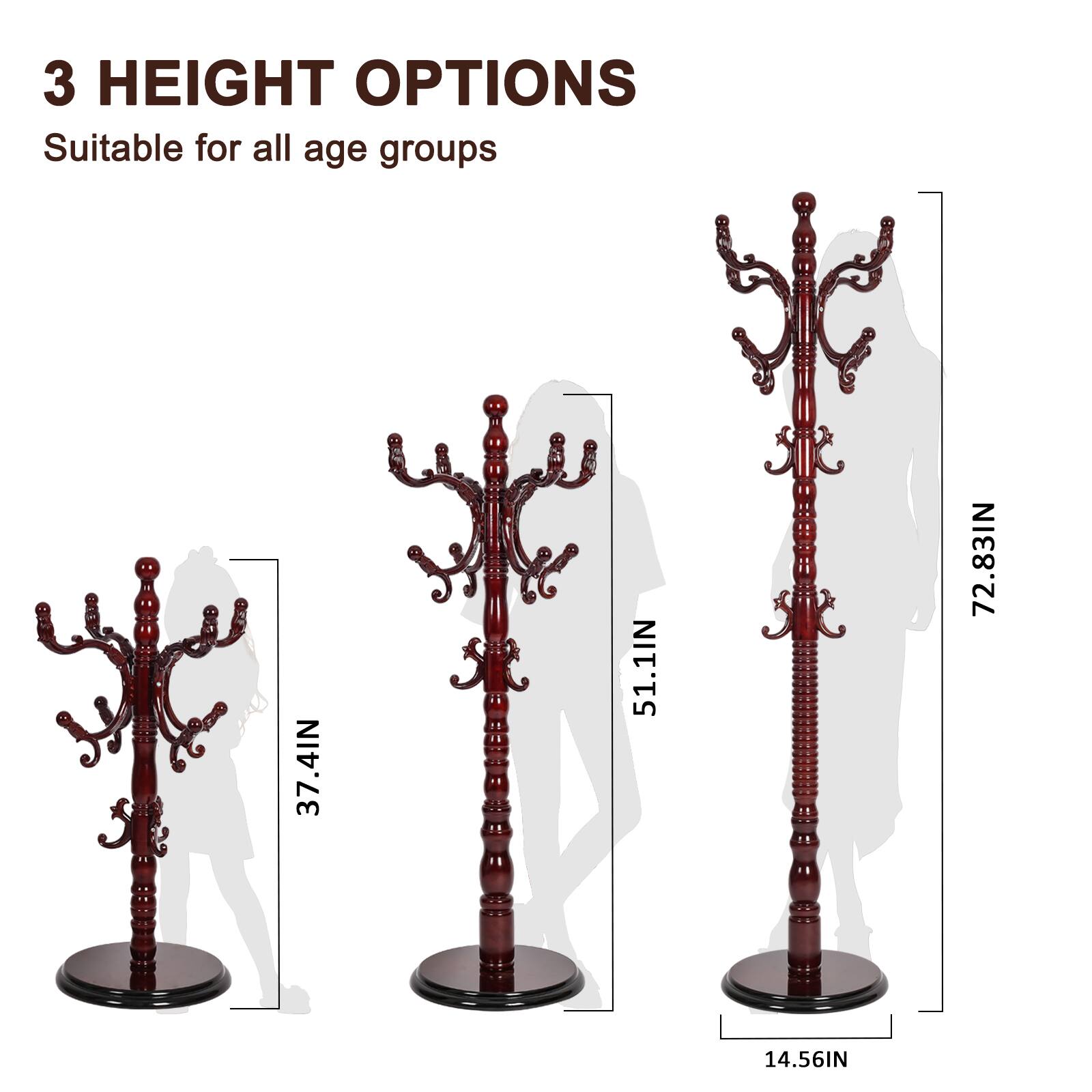 3 HEIGHT OPTIONS  
Suitable for all age groups  
37.4IN  
51.1IN  
72.83IN  
14.56IN