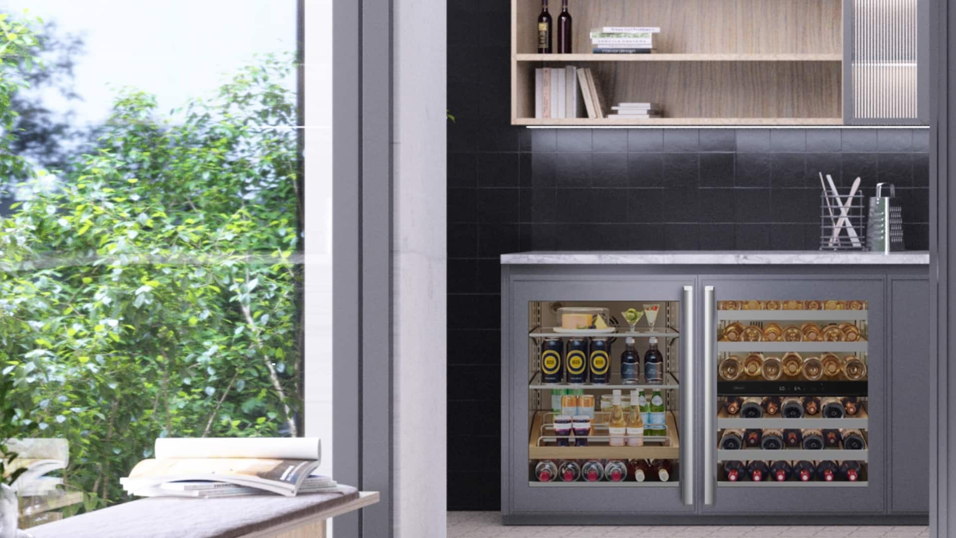 Alt View 11. Dacor - 41-bottle 24-Inch Built-In Dual Zone Wine Cellar with Triple-Pane UV Glass and GlideRack System - Custom Panel Ready.