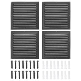 Unique Bargains - 12"x12" Aluminum Gable Vent, 4pcs Exterior Wall Outlet Square Soffit Vent HVAC Louver Air Grille with Built-in Screen - Black