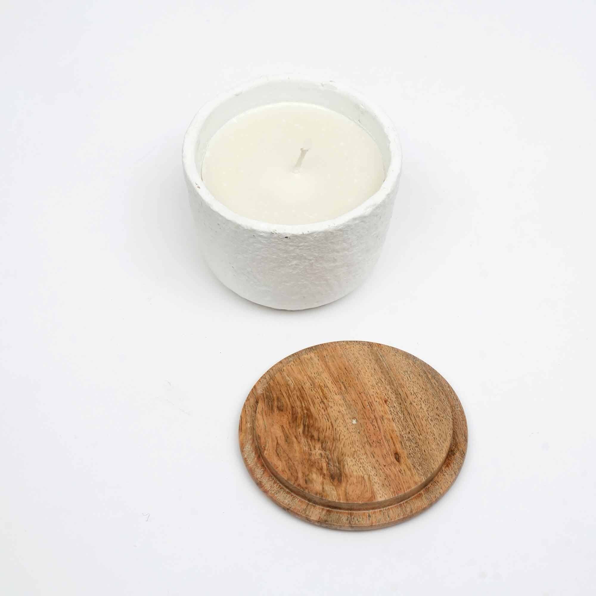 Back. TinyHomie - Jar Candle Ecomix Wax Wooden Lid Mimosa 7oz.