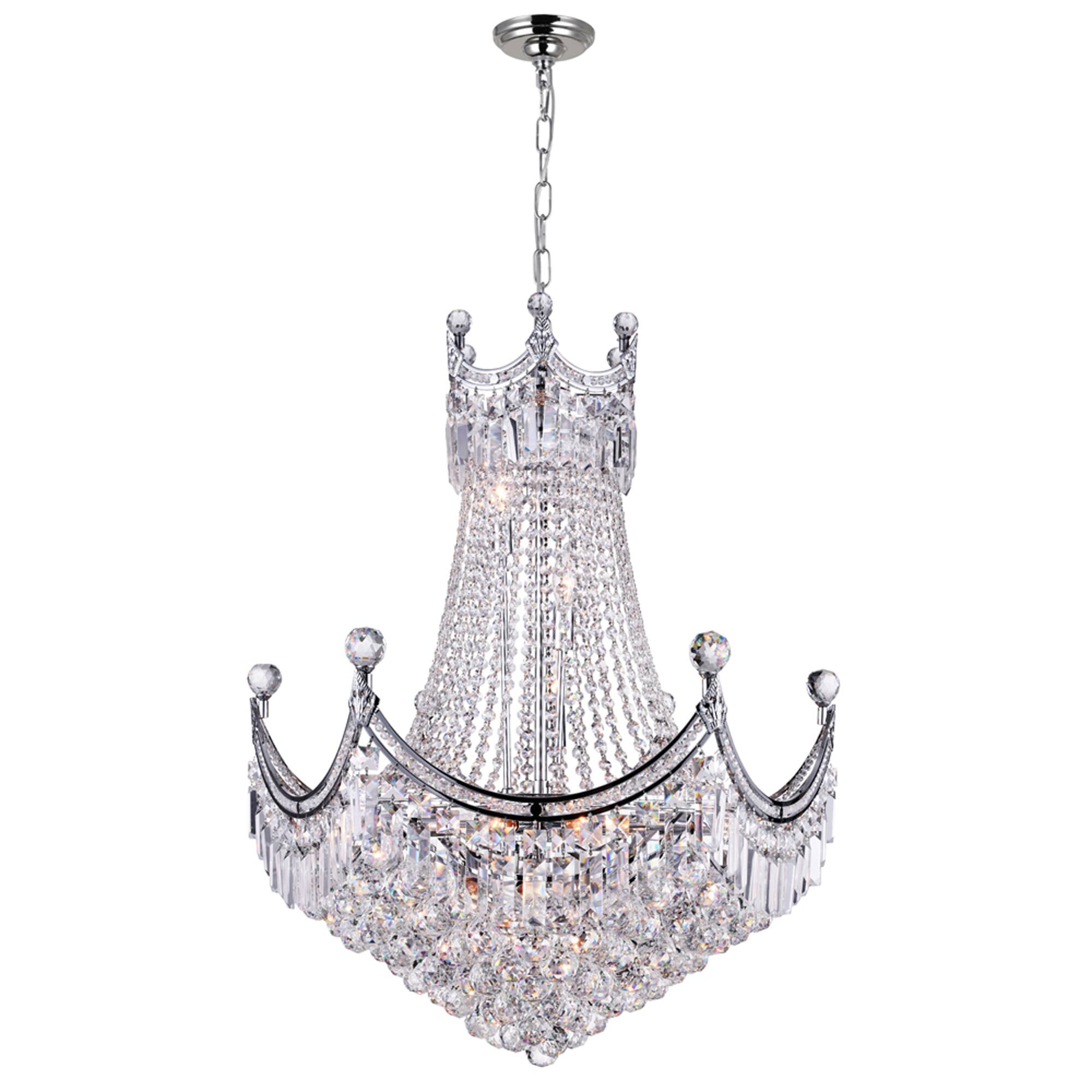 Front. CWI Lighting - Amanda 15 Light Down Chandelier With Chrome Finish - Chrome.