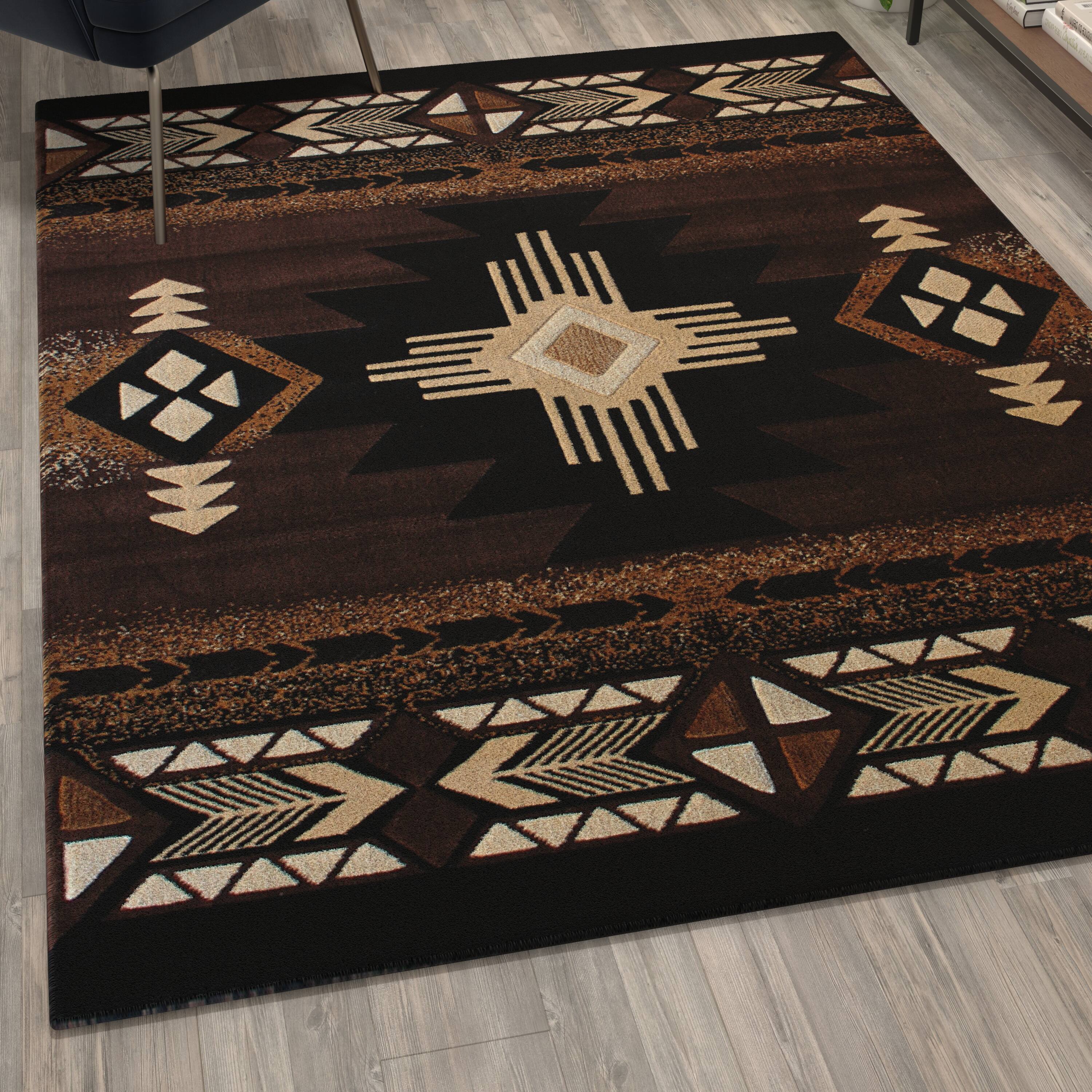Alt View 1. Flash Furniture - Mohave Collection 5' x 7' Chocolate Traditional Southwestern Style Area Rug - Olefin Fibers with Jute Backing - Brown.