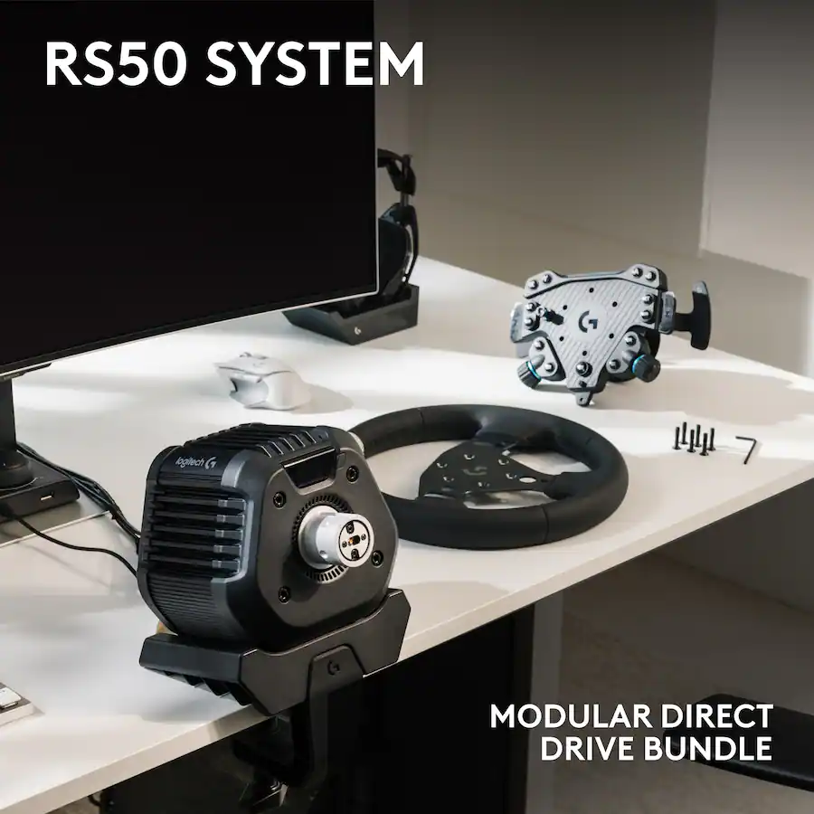 Logitech Computer Hub Logitech G RS50 System, 3 Piece Sim Racing Steering Wheel Setup for PC ...