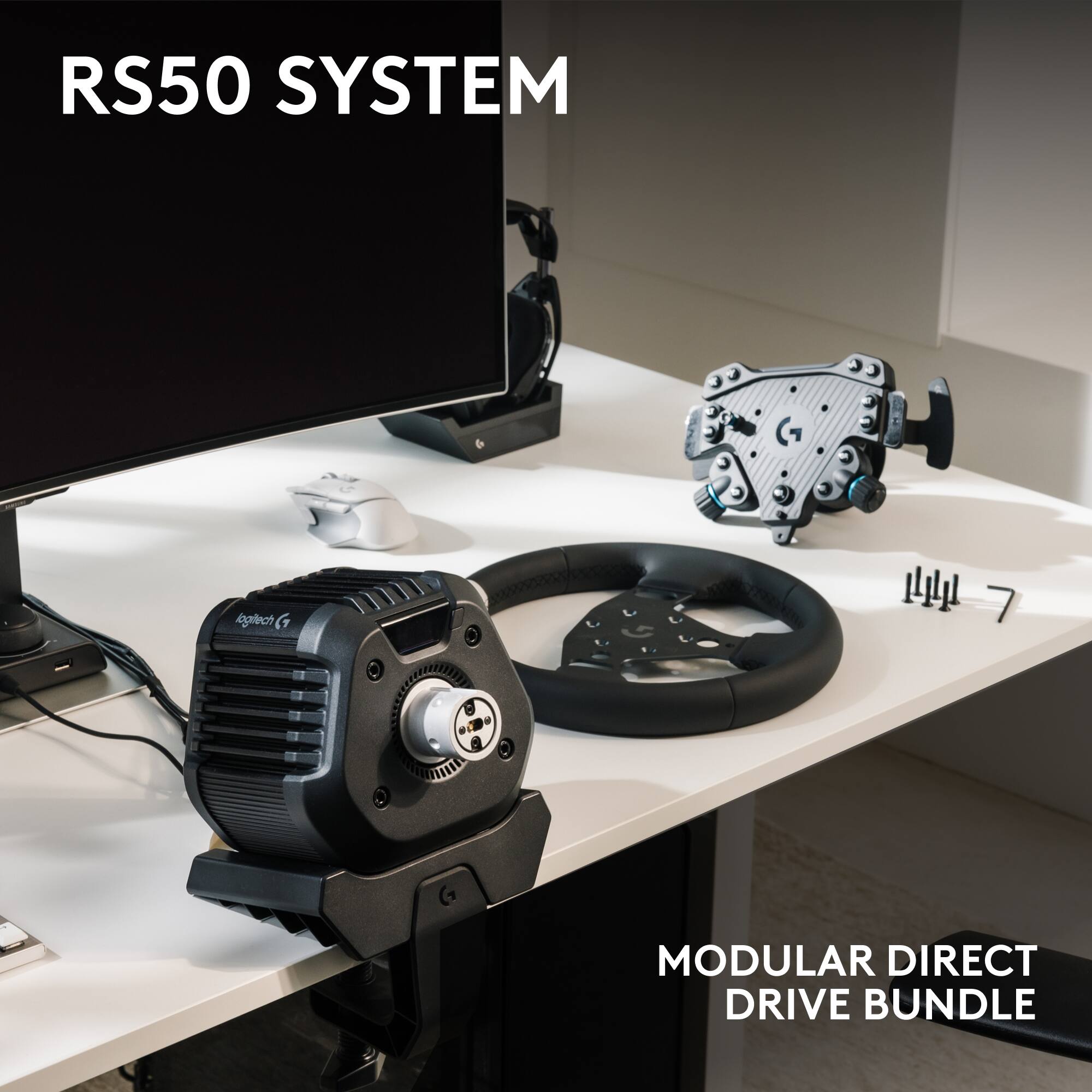 Logitech G RS50 System, 3 Piece Sim Racing Steering Wheel Setup for PC ...