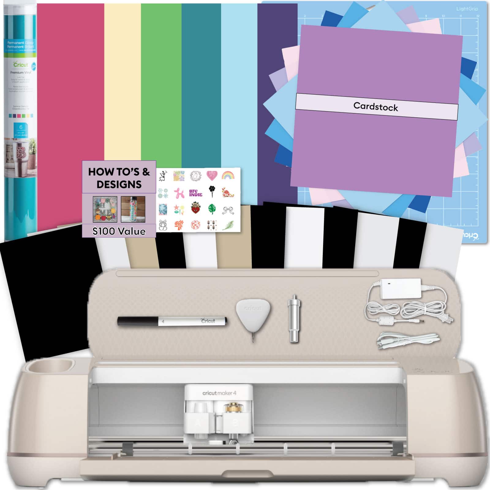 Cricut Maker 4 Cutting Machine with Variety Materials Bundle z20