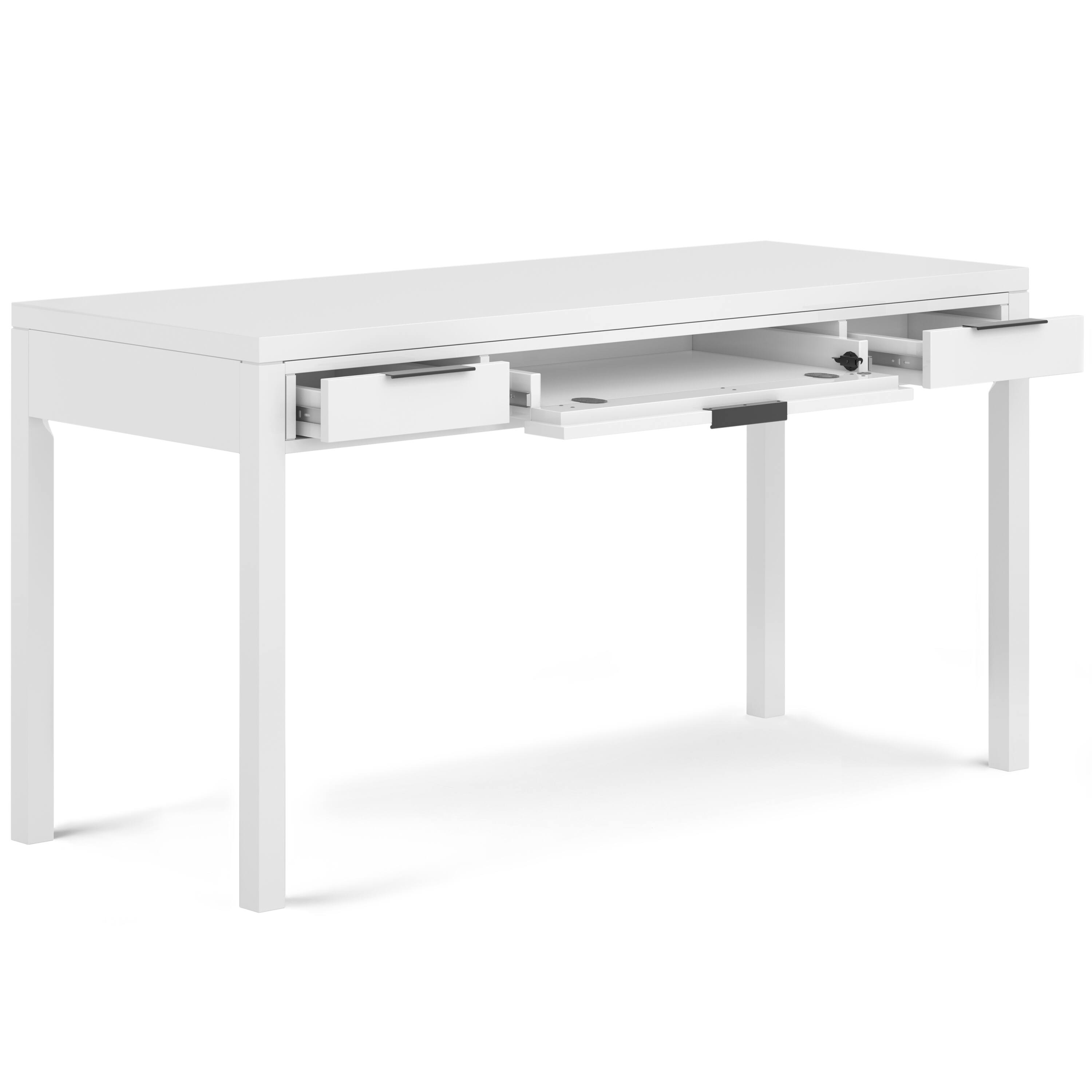 Back. Simpli Home - Hollander 60 inch Wide Solid Wood Desk in White - White.