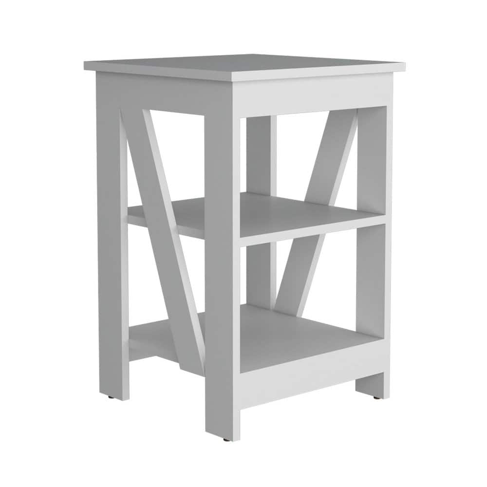 TuHome - Taylor Side Table White MDF - Black