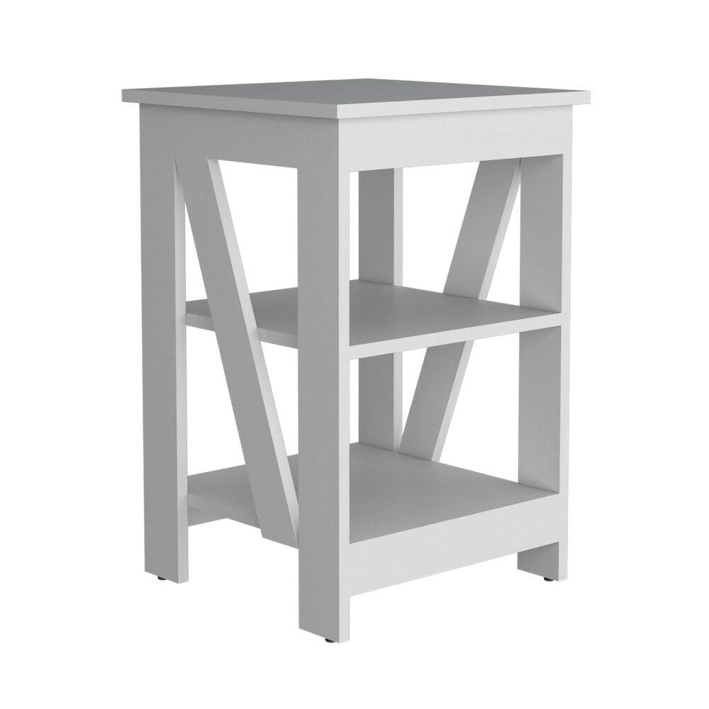 Front. TuHome - Taylor Side Table White MDF - Black.