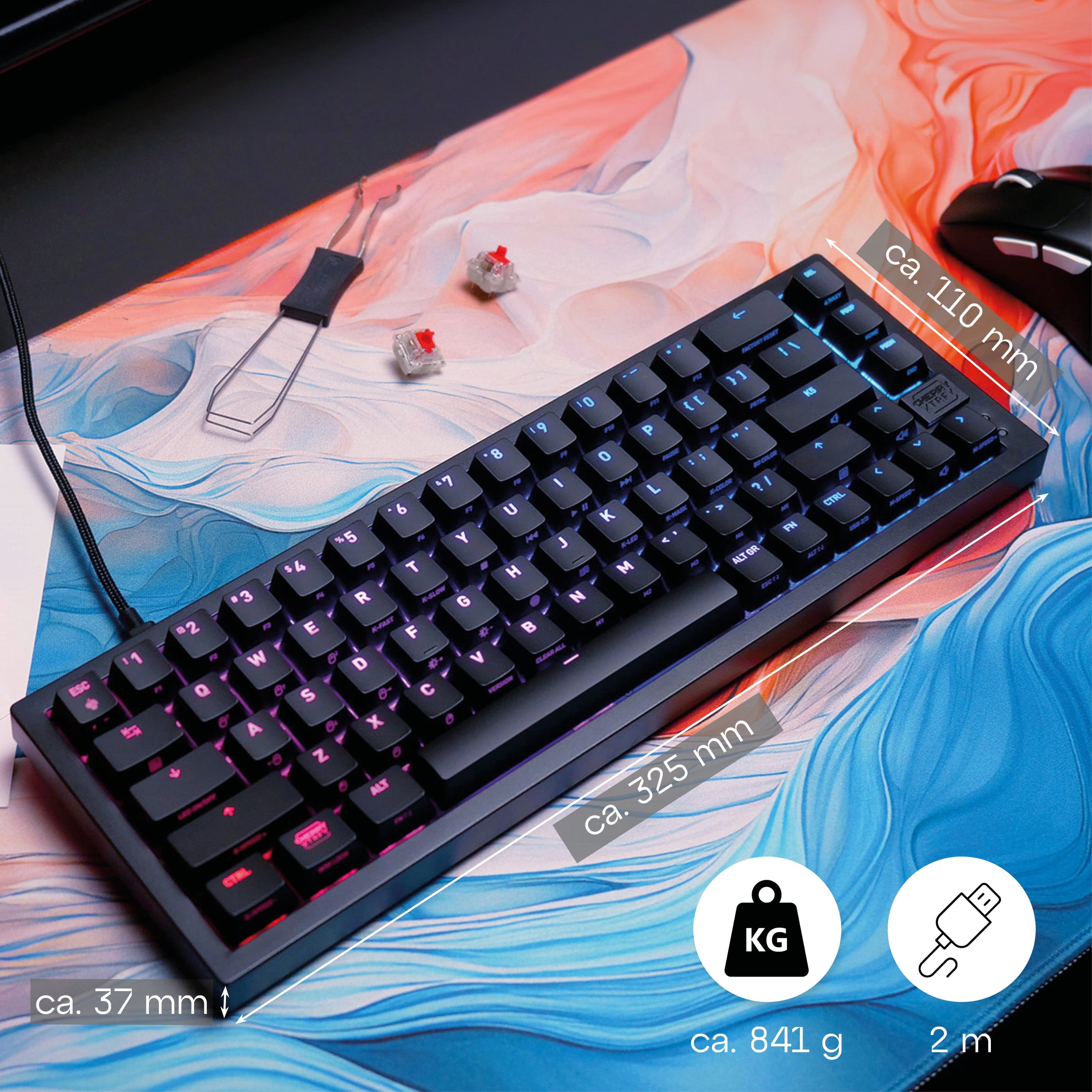 CHERRY Mechanical Gaming Keyboard BK Black CX-K5V2-RGB-CPT-BLACK-R