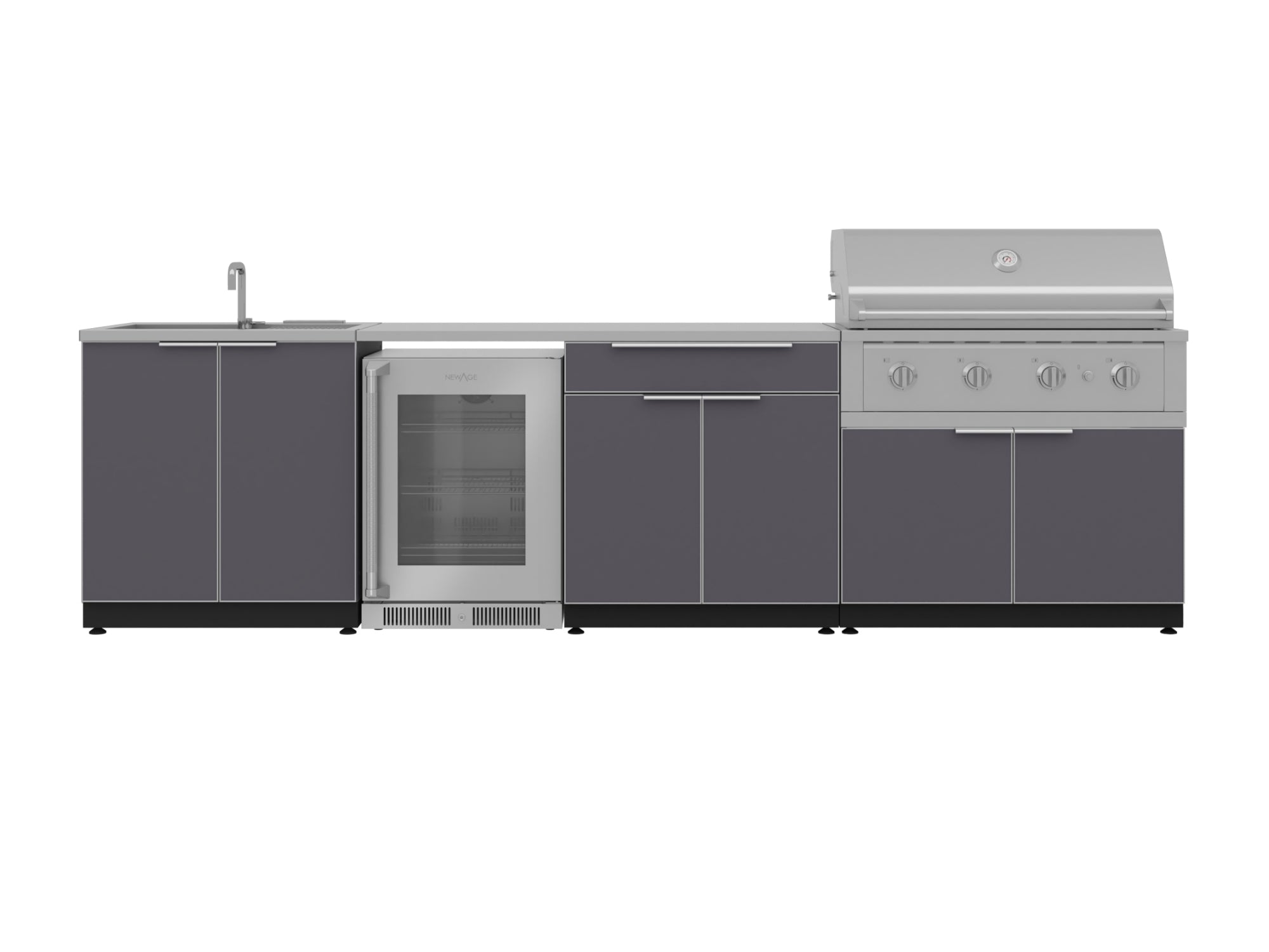 Front. NewAge Products - NewAge Products Outdoor Kitchen 6 Piece Cabinet Set with 40 in. Performance Grill Liquid Propane - Slate Gray - Slate Gray.