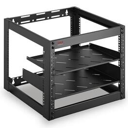Pyle - 10U Advanced Open Frame Server Rack - Wall Mount Network Rack, Networking & AV Gear - Heavy-Duty 19" Equipment - Black